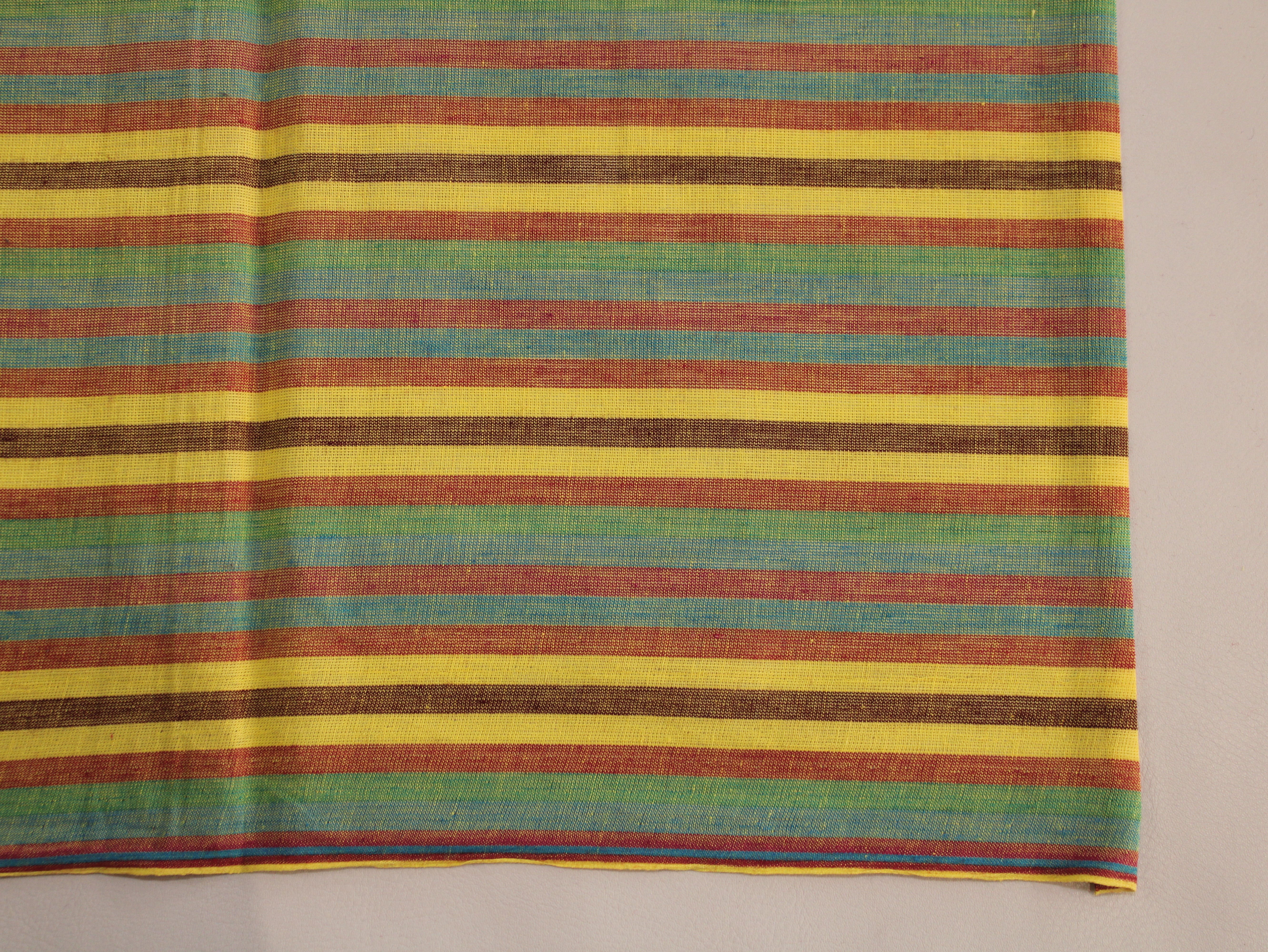 Pure Cotton Yarn-Dyed Handloom Multicolour Stripe Fabric — Golden Earth
