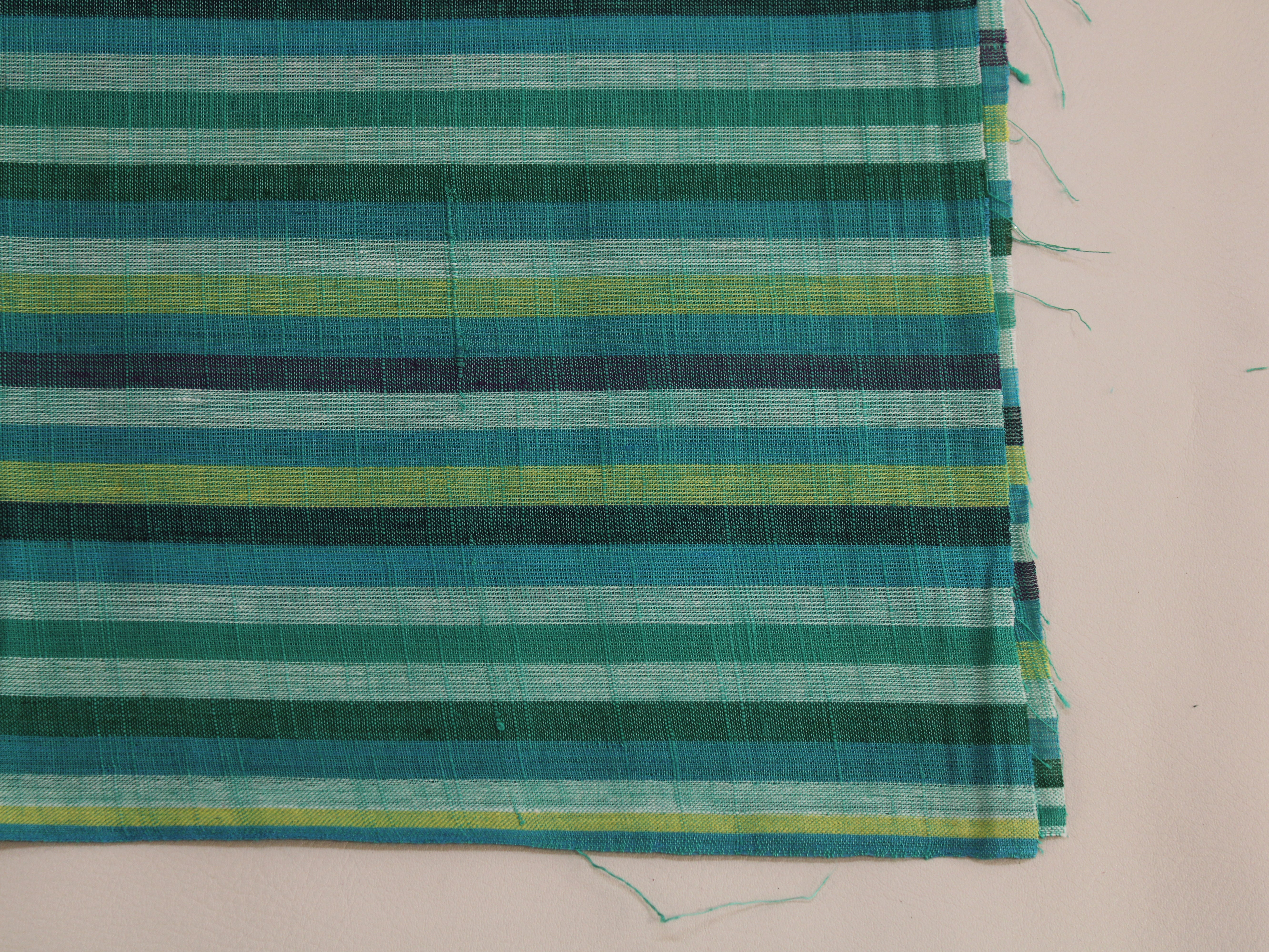 Pure Cotton Yarn-Dyed Handloom Multicolour Stripe Fabric — Deep Ocean Teal