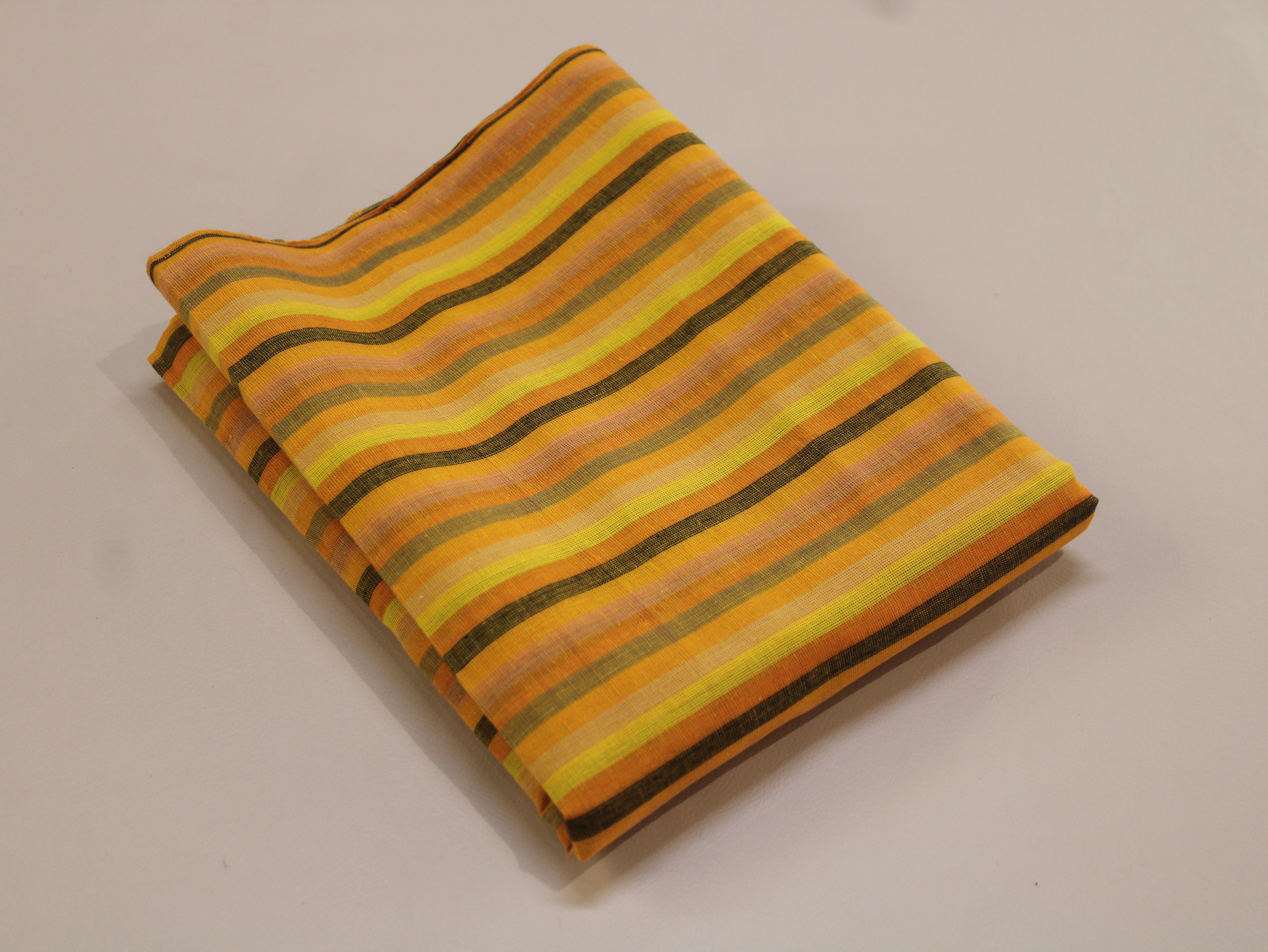 Pure Cotton Yarn-Dyed Handloom Multicolour Stripe Fabric — Golden Sunset