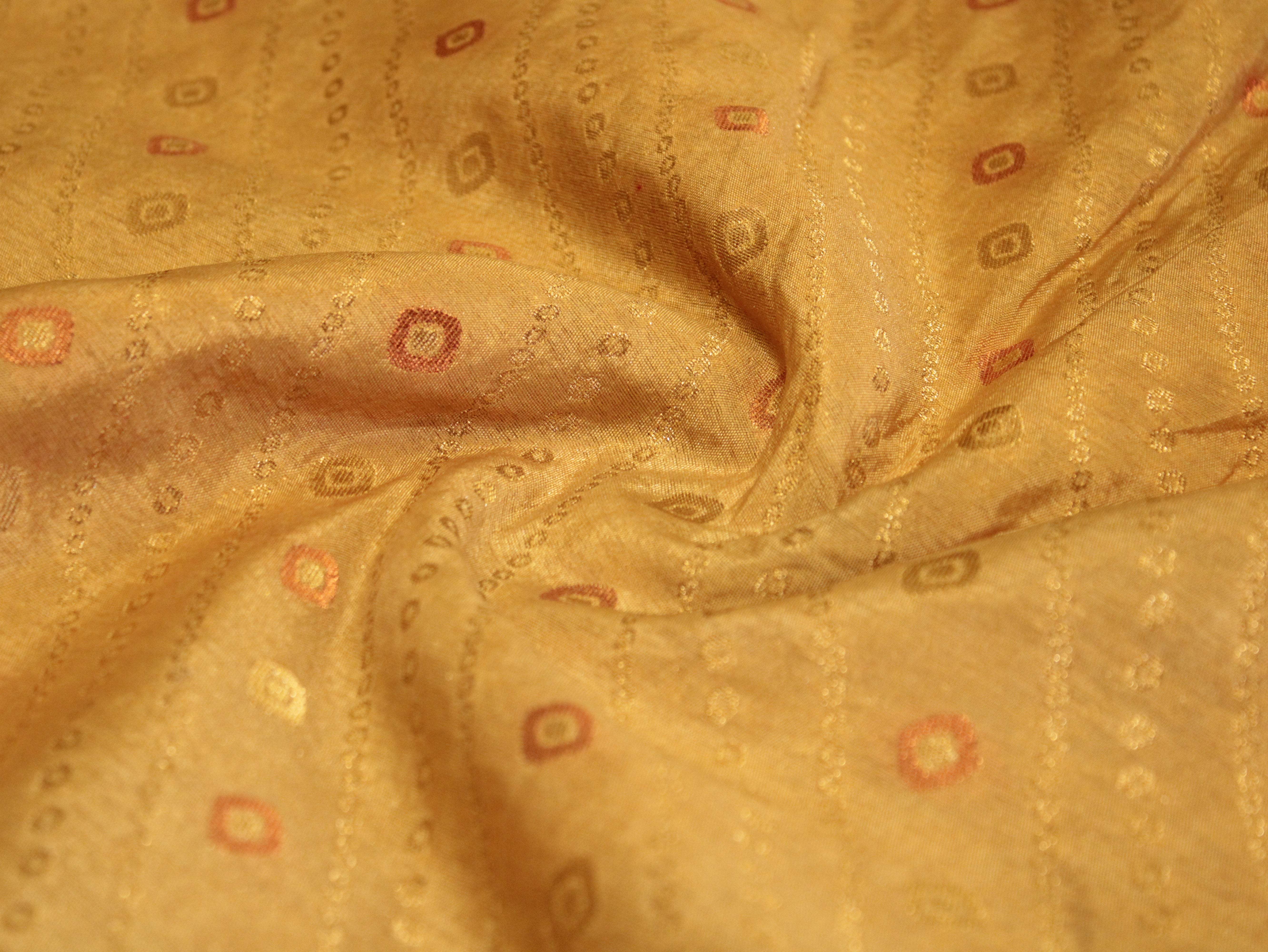 Banarasi Brocade Fabric - Golden - M'Foks