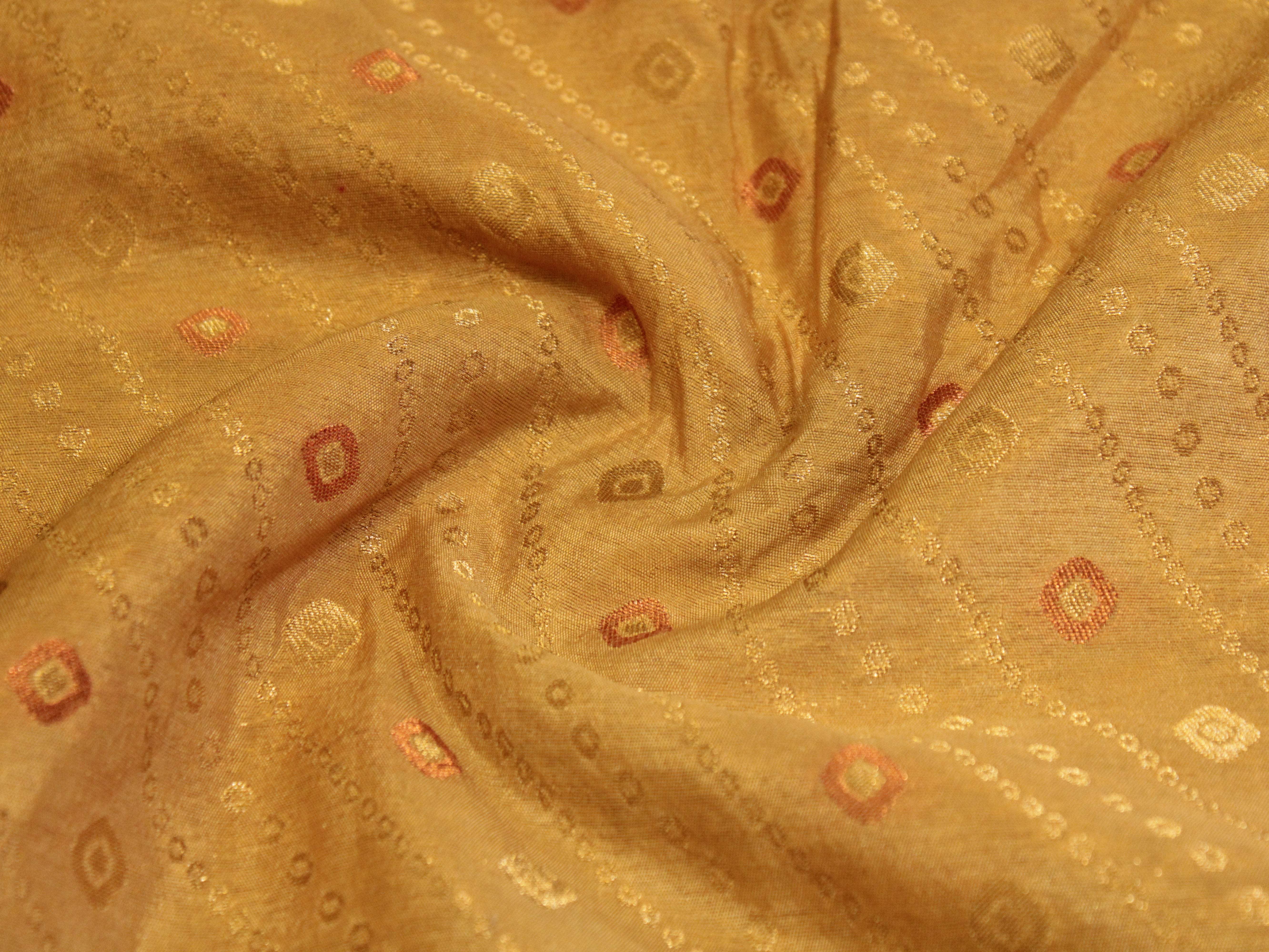 Banarasi Brocade Fabric - Golden - M'Foks
