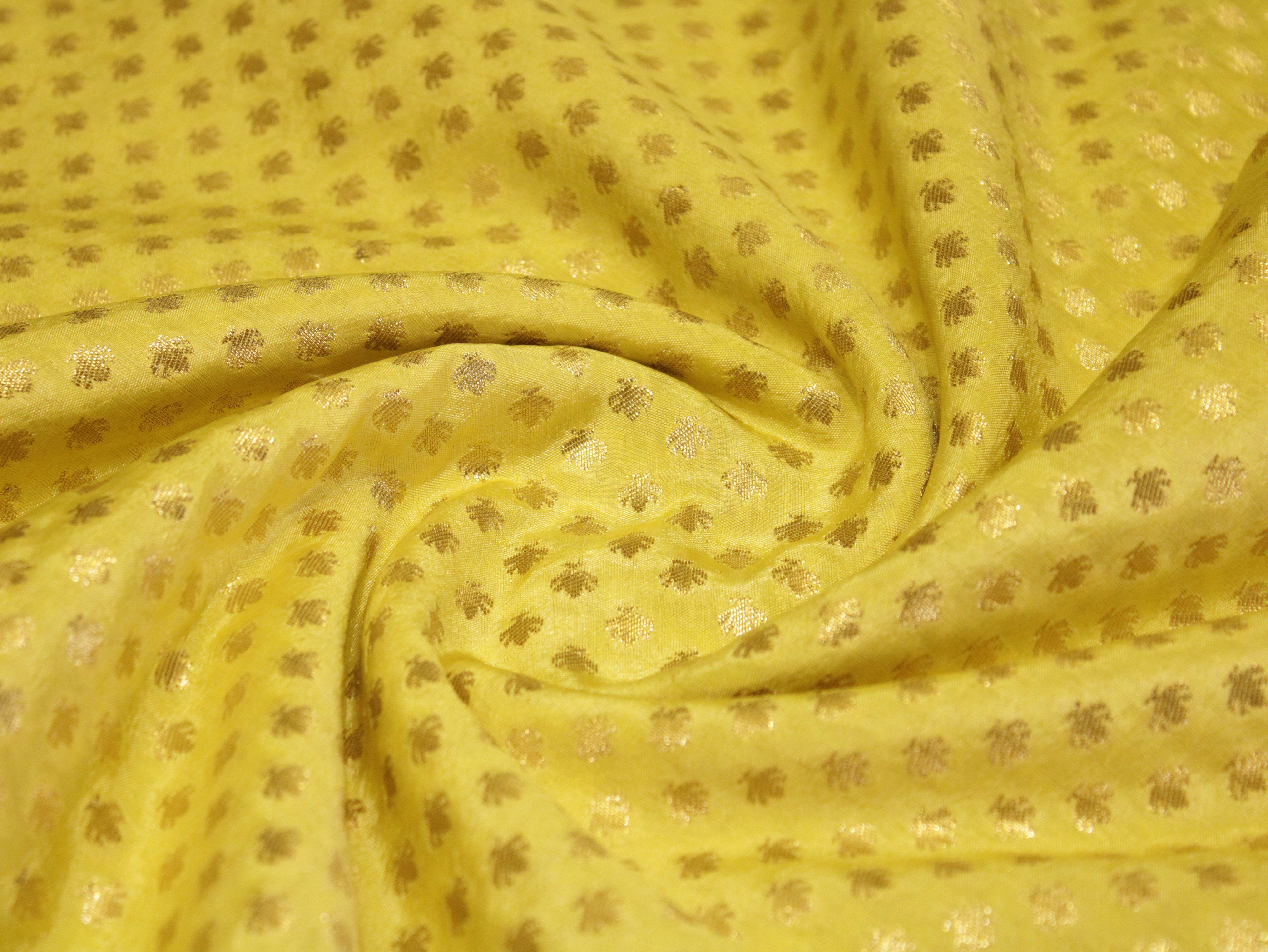Banarasi Brocade Fabric - Lime Green - M'Foks