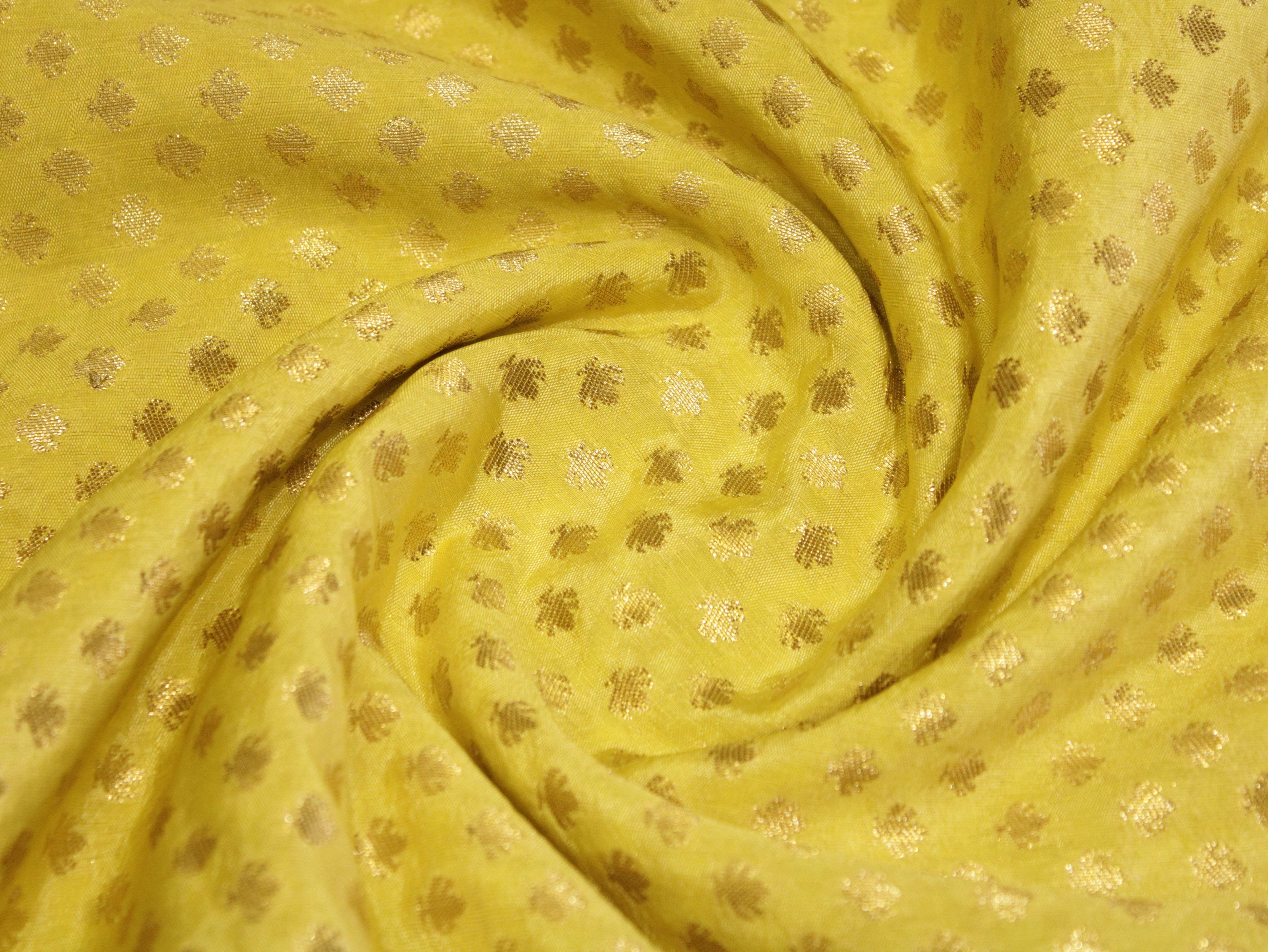 Banarasi Brocade Fabric - Lime Green - M'Foks
