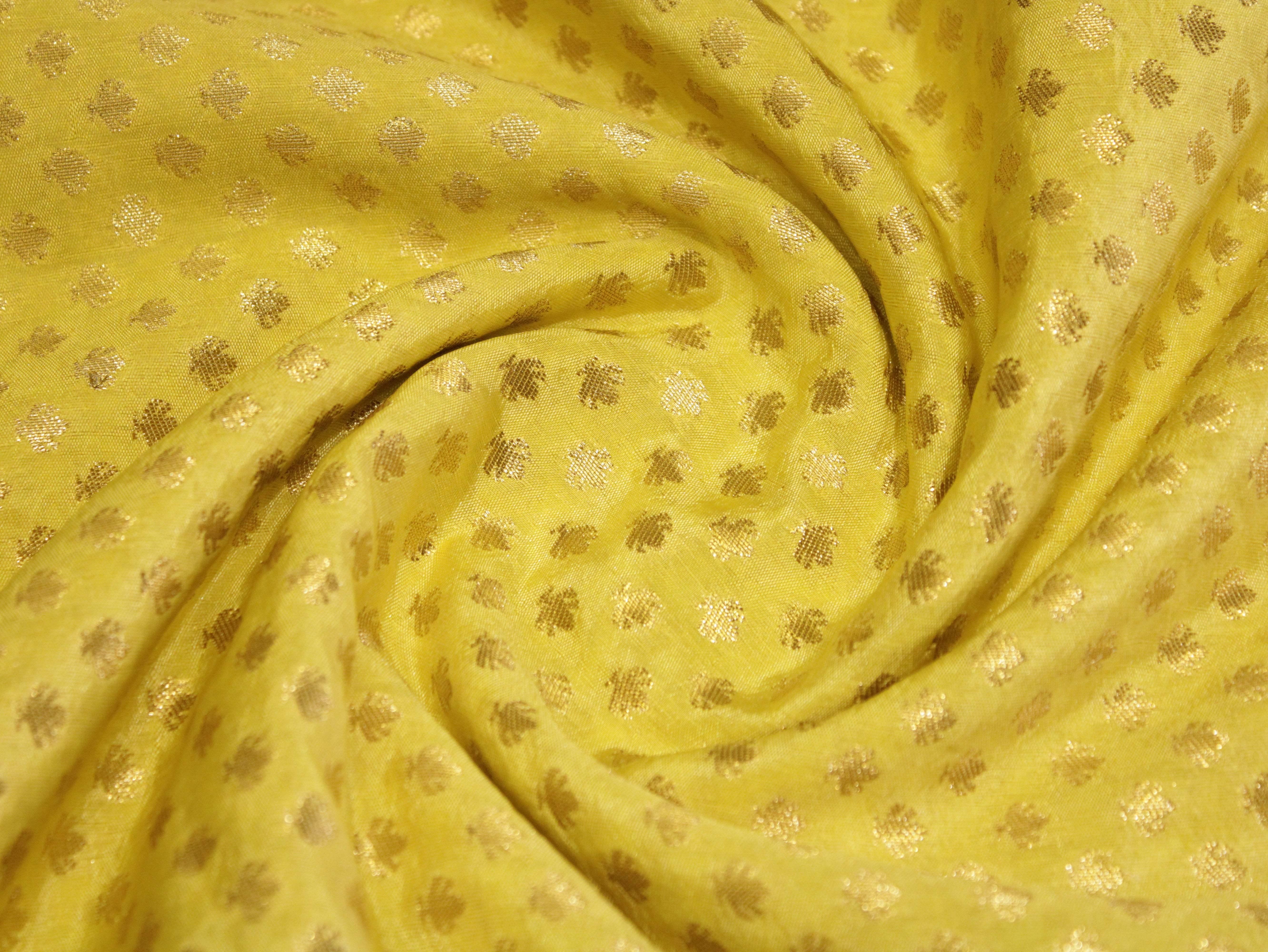 Banarasi Brocade Fabric - Lime Green - M'Foks