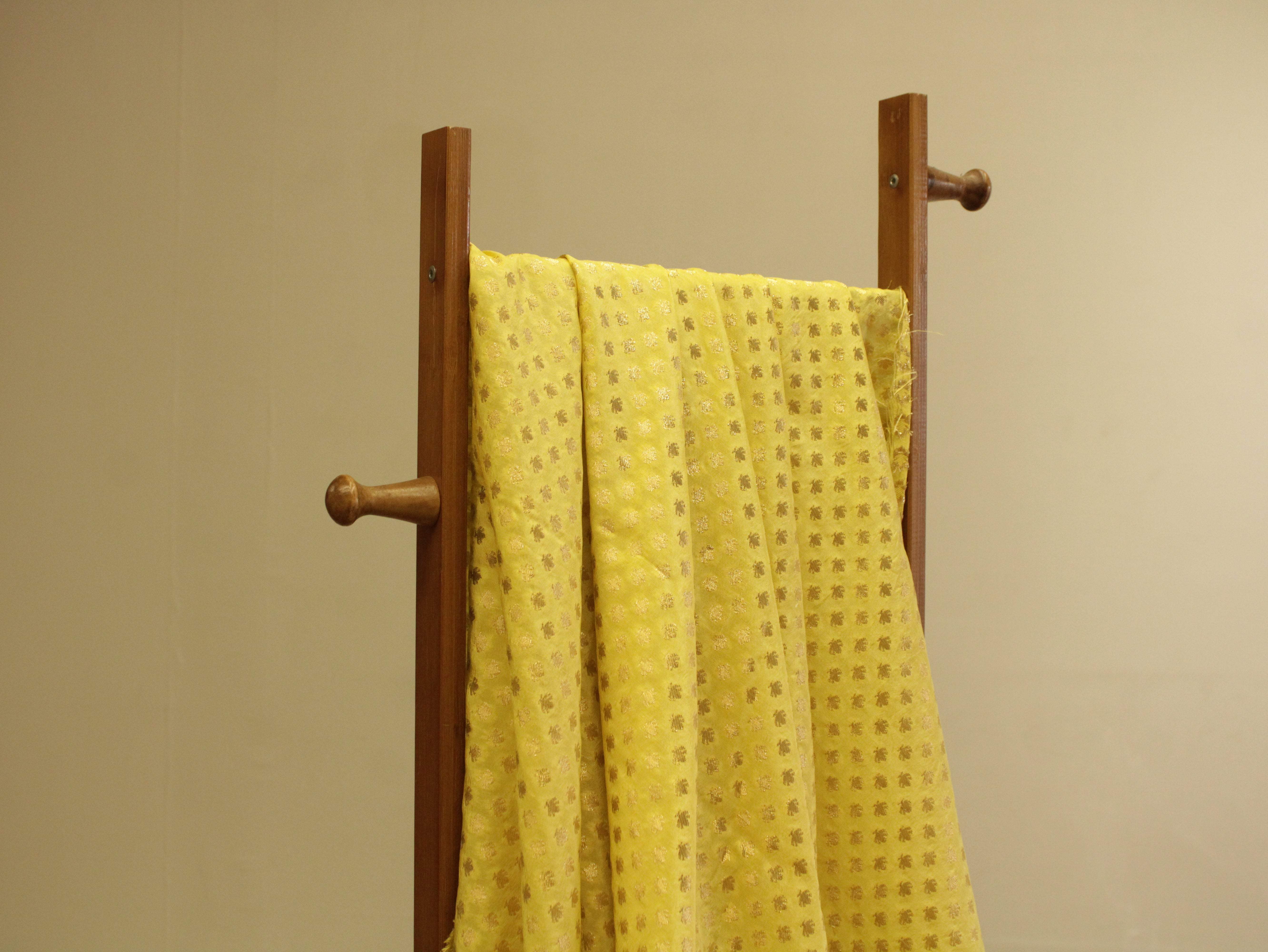 Banarasi Brocade Fabric - Lime Green - M'Foks
