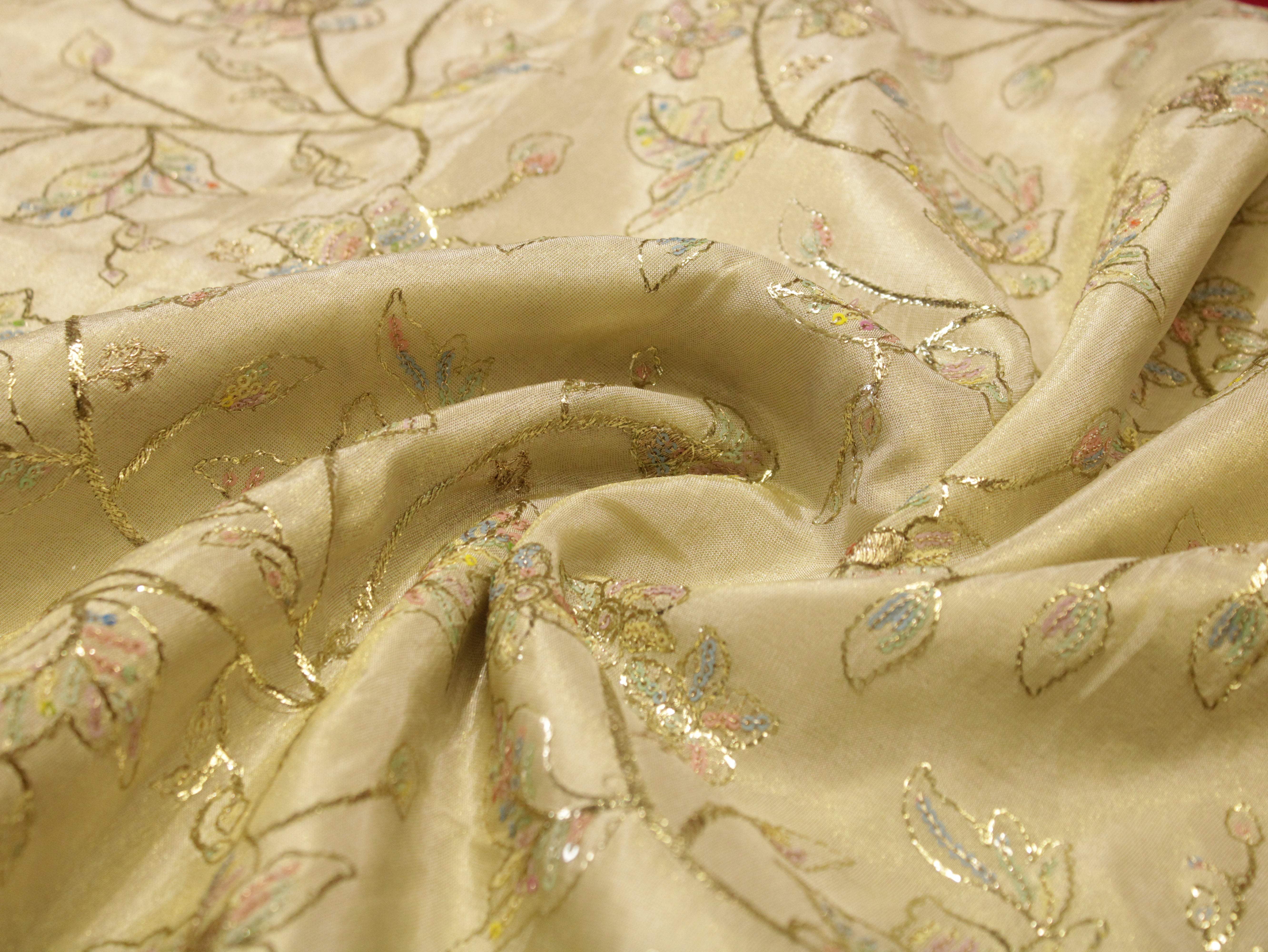 Premium Pure Tissue Fabric with Rich Zari Work - M'Foks
