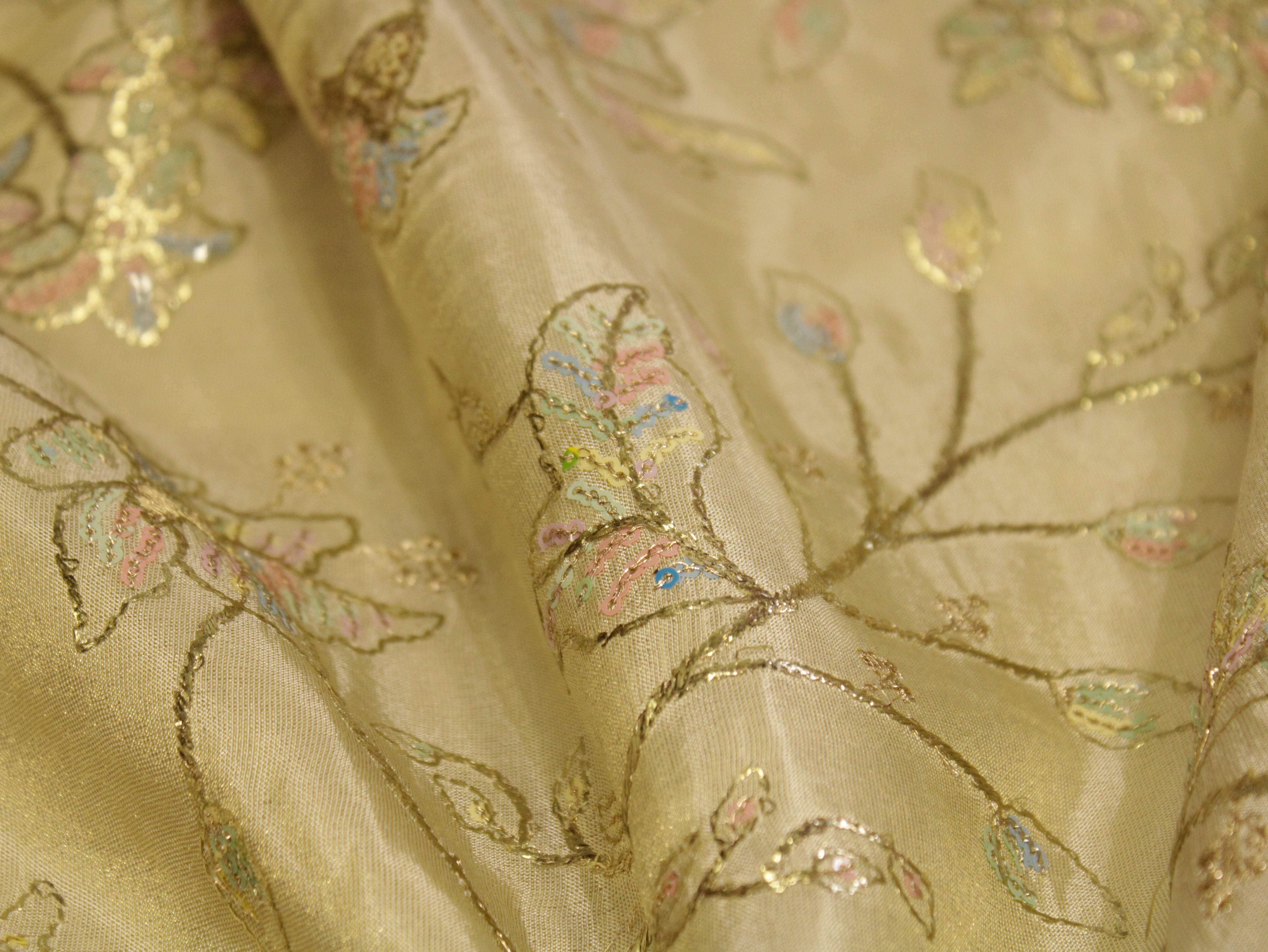 Premium Pure Tissue Fabric with Rich Zari Work - M'Foks