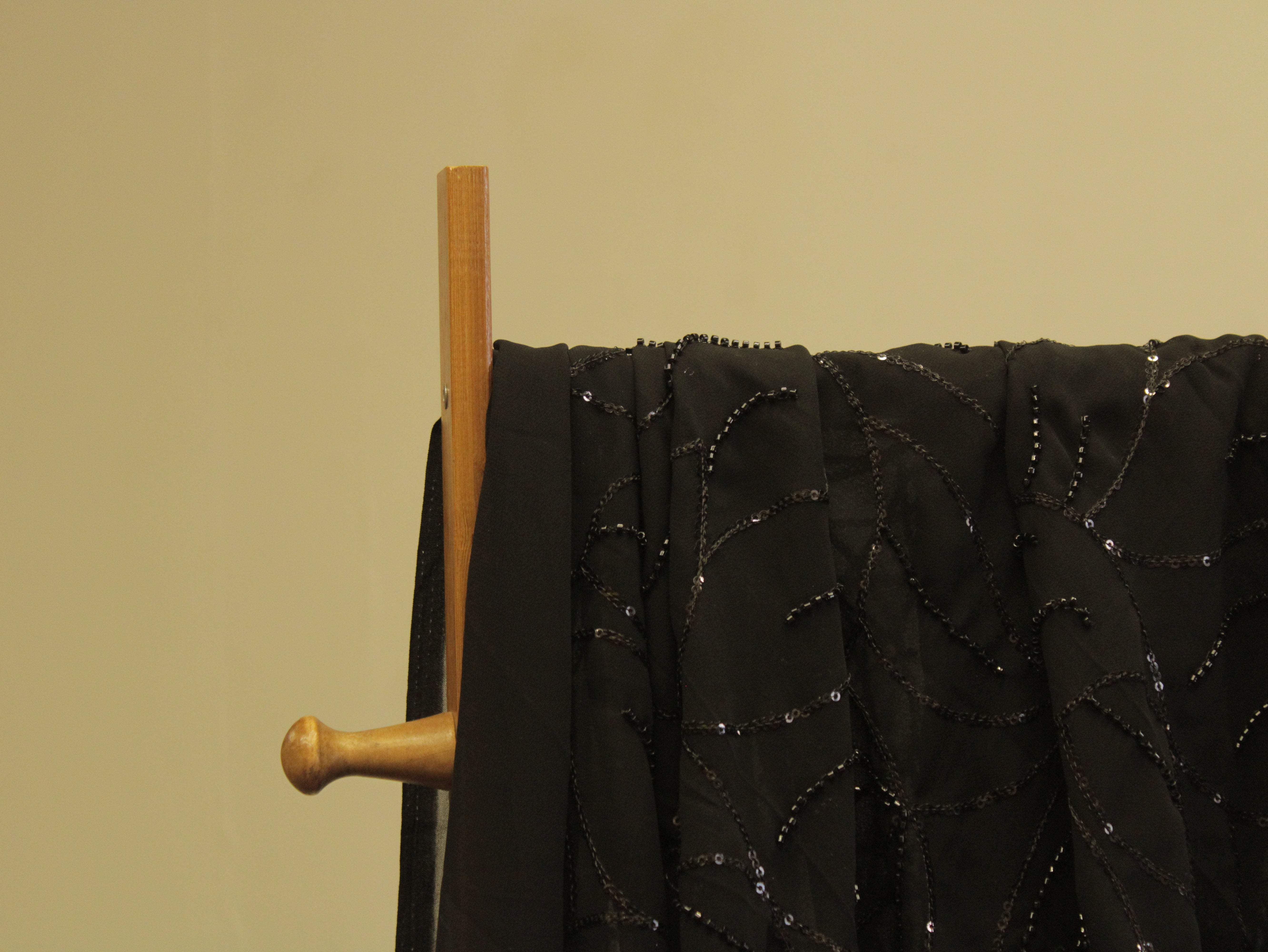Premium Georgette Fabric with Rich Pearl Work - Black - M'Foks