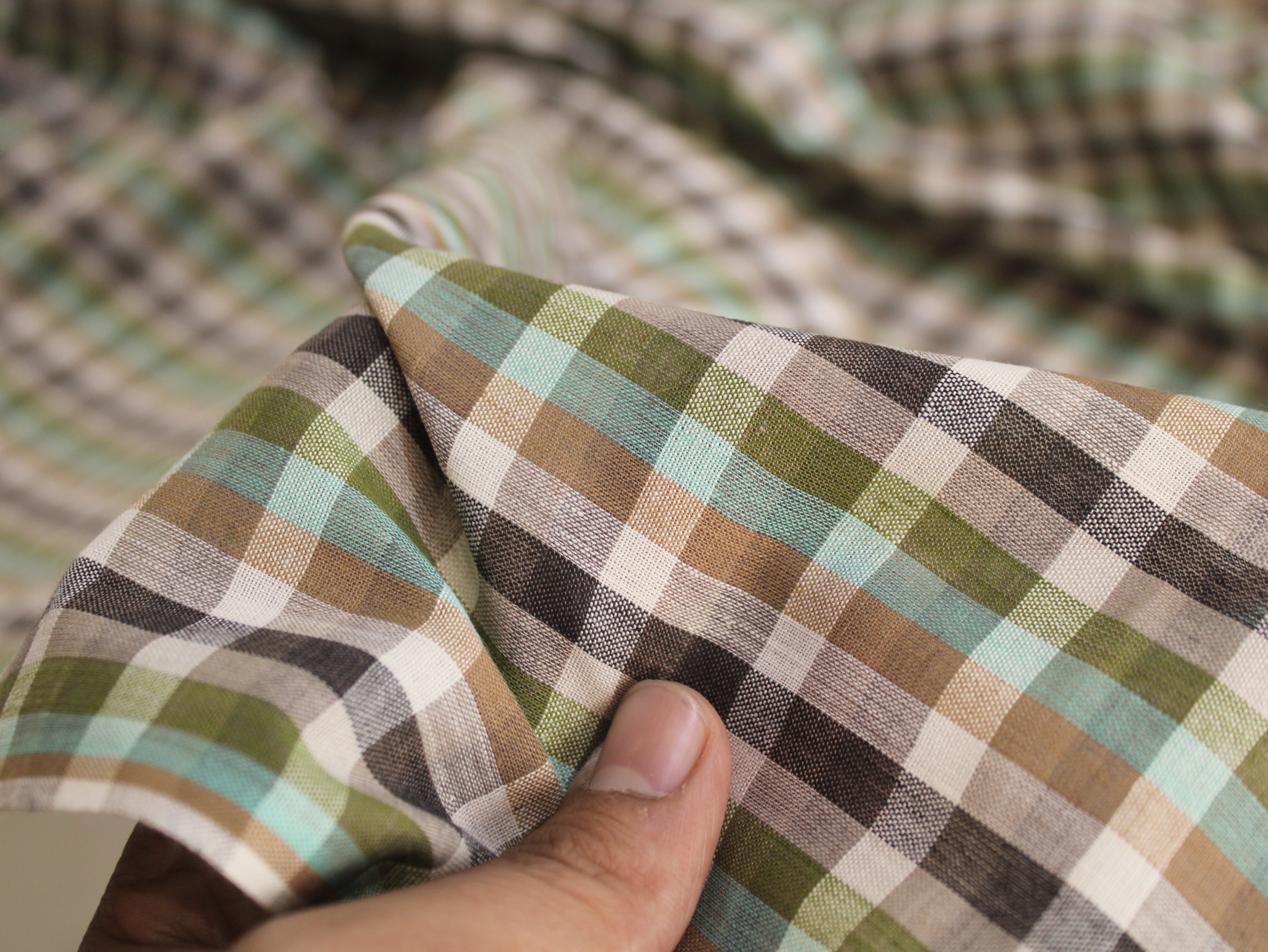 Pure Cotton Yarn-Dyed Handloom Madras Micro Check Fabric | 44 Inch | Washed | 85 GSM