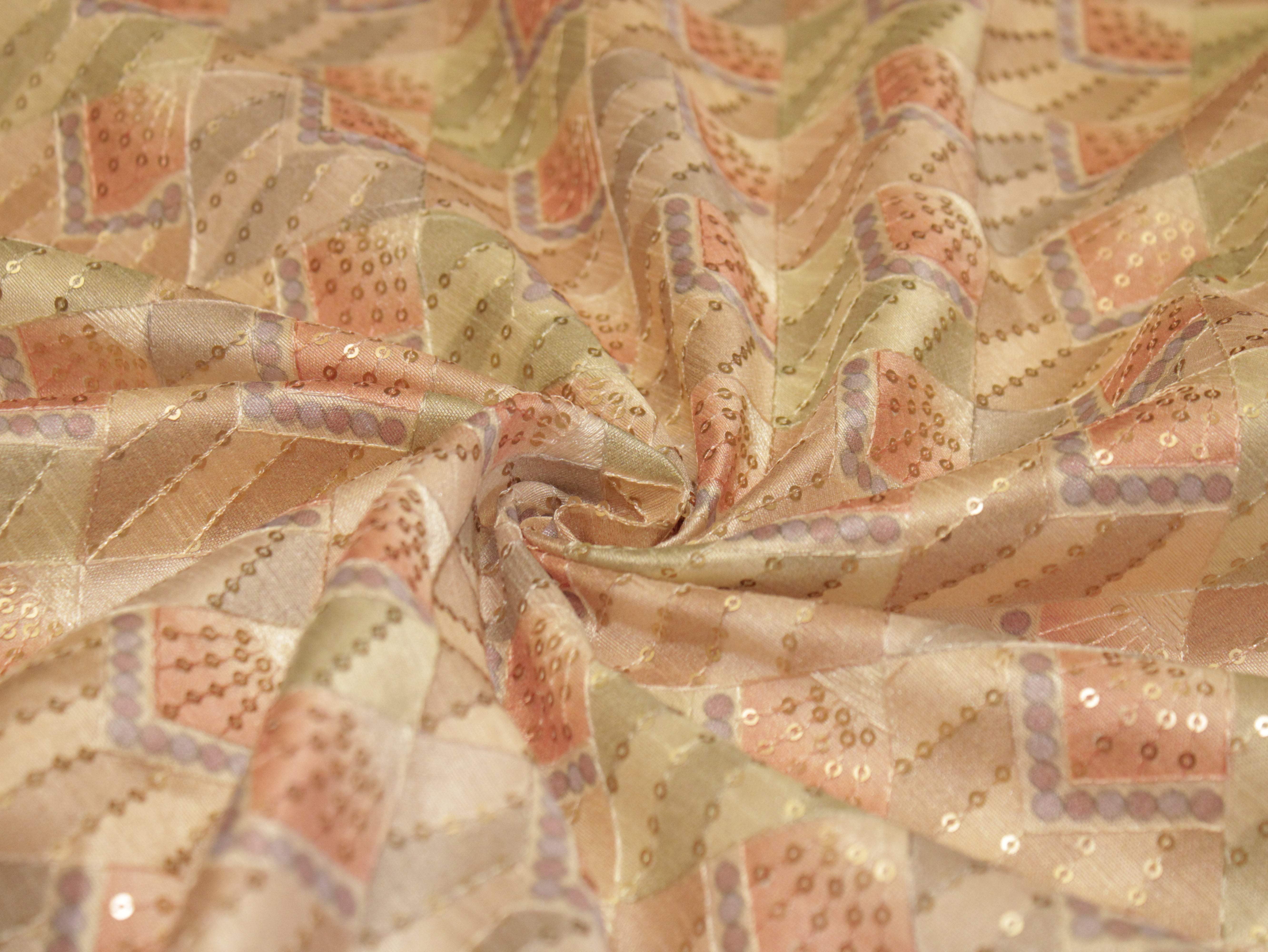 Premium Mulberry Silk Position Work Fabric - Peach - M'Foks