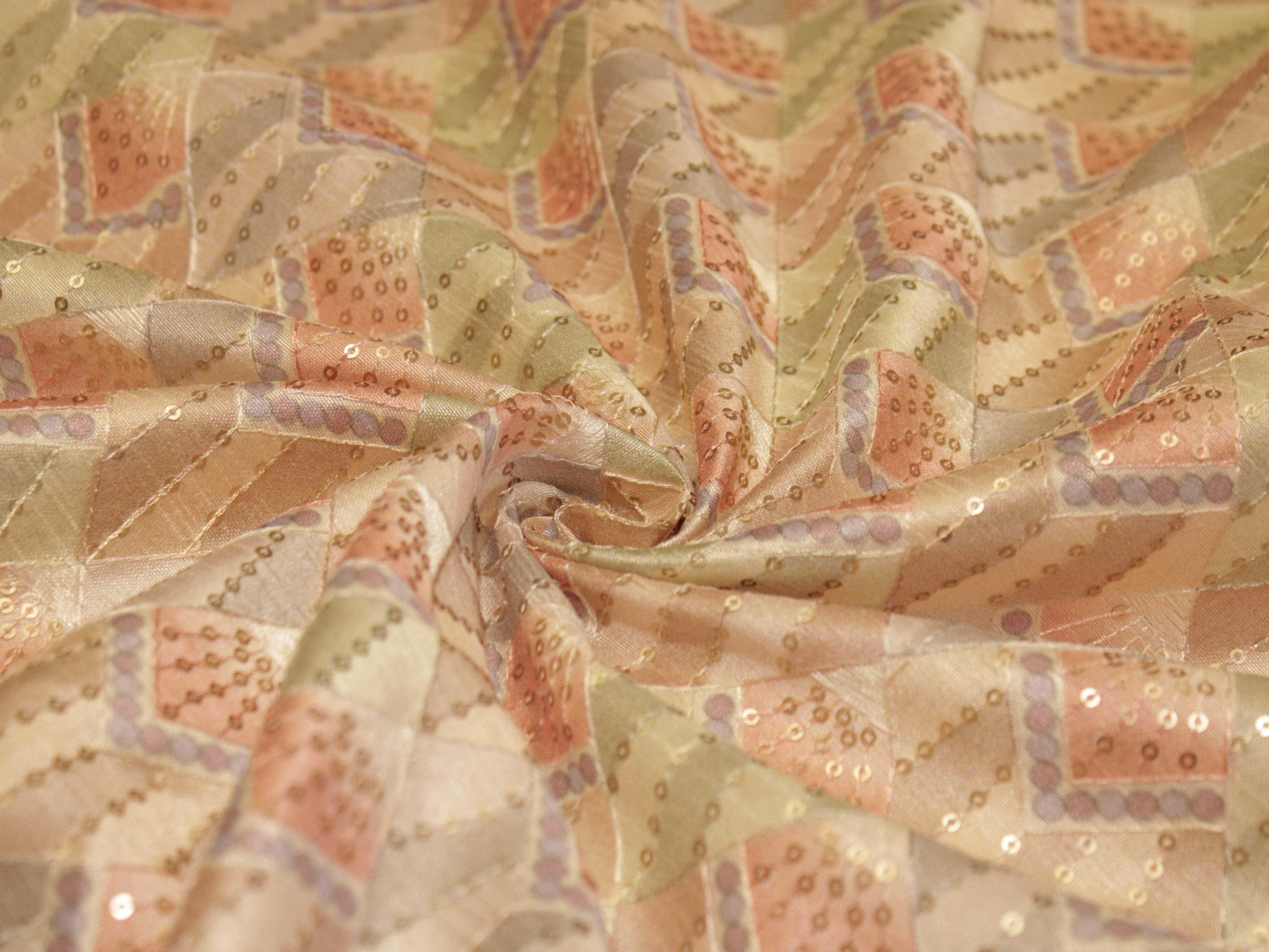 Premium Mulberry Silk Position Work Fabric - Peach - M'Foks