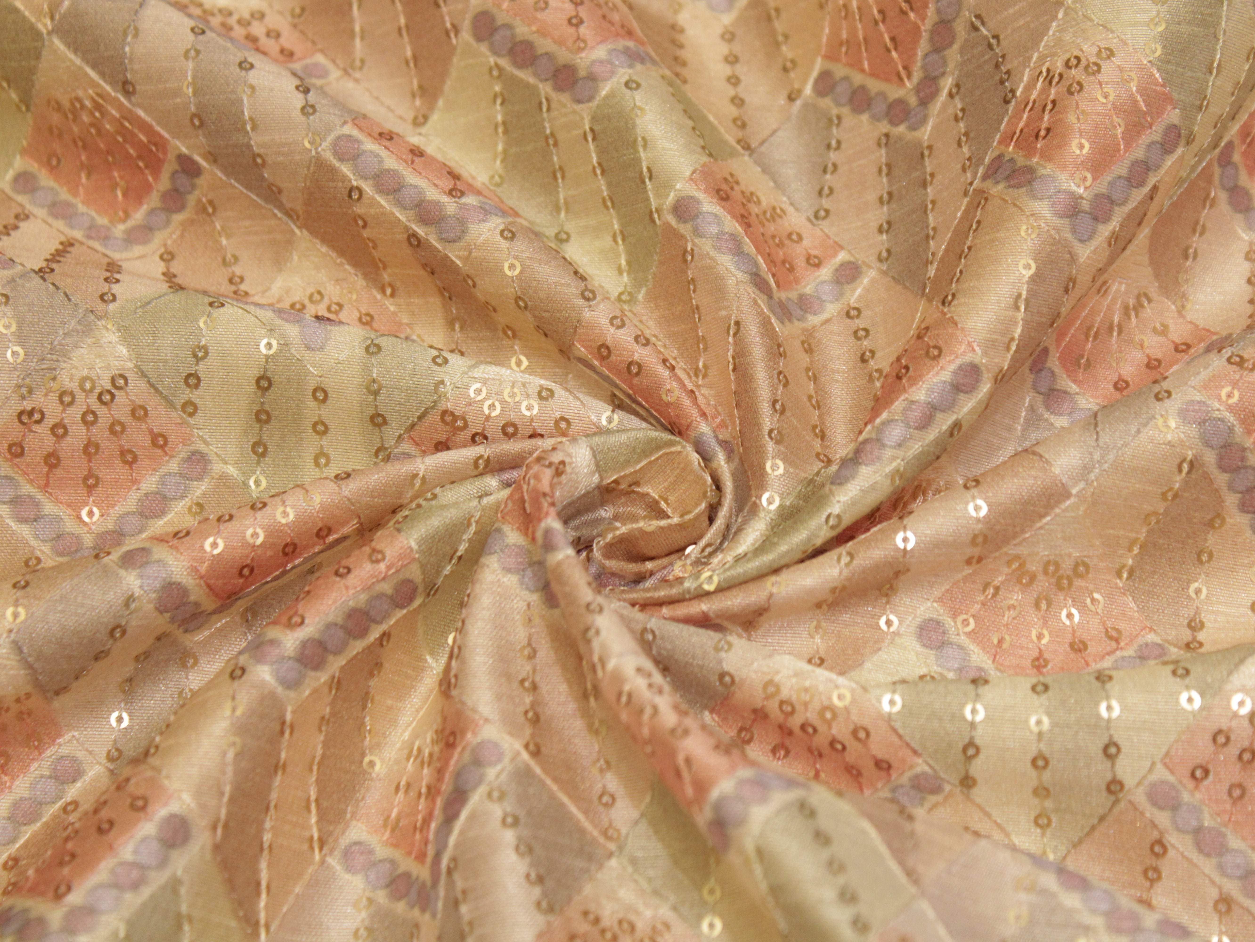 Premium Mulberry Silk Position Work Fabric - Peach - M'Foks