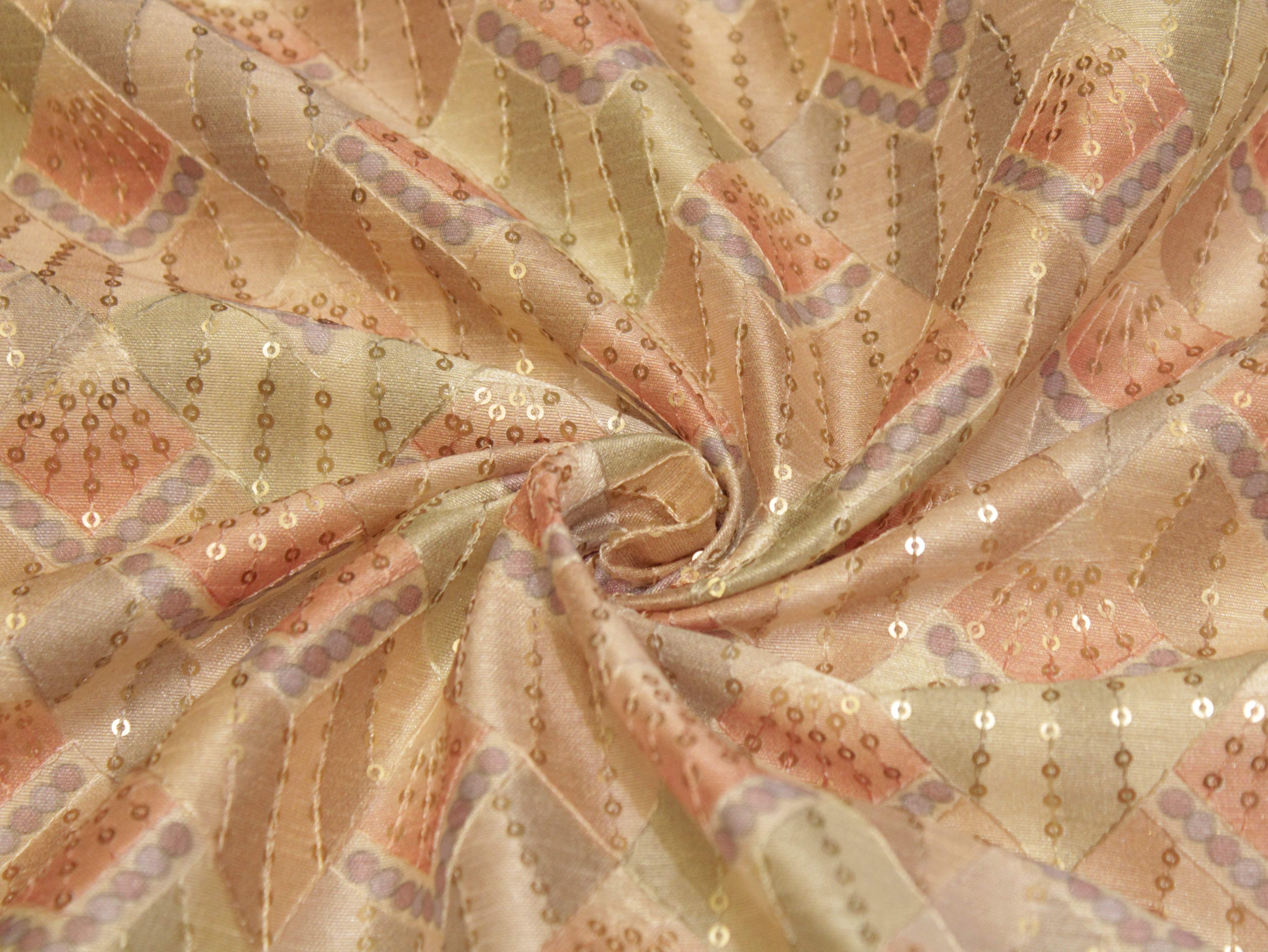 Premium Mulberry Silk Position Work Fabric - Peach - M'Foks