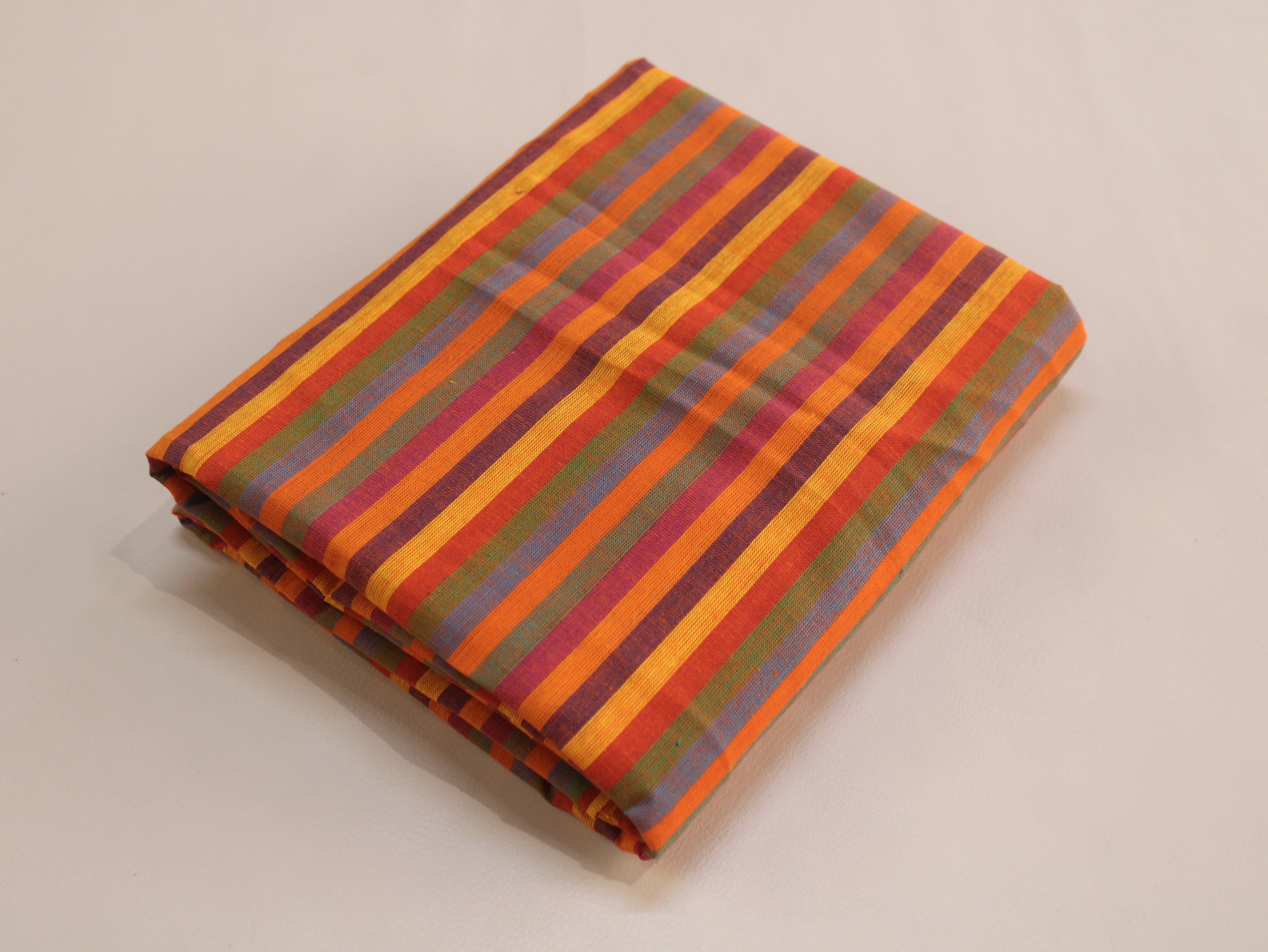 Pure Cotton Yarn-Dyed Handloom Multicolour Stripe Fabric | Autumn Ember | 44 Inch | Non-Washed | 80 GSM