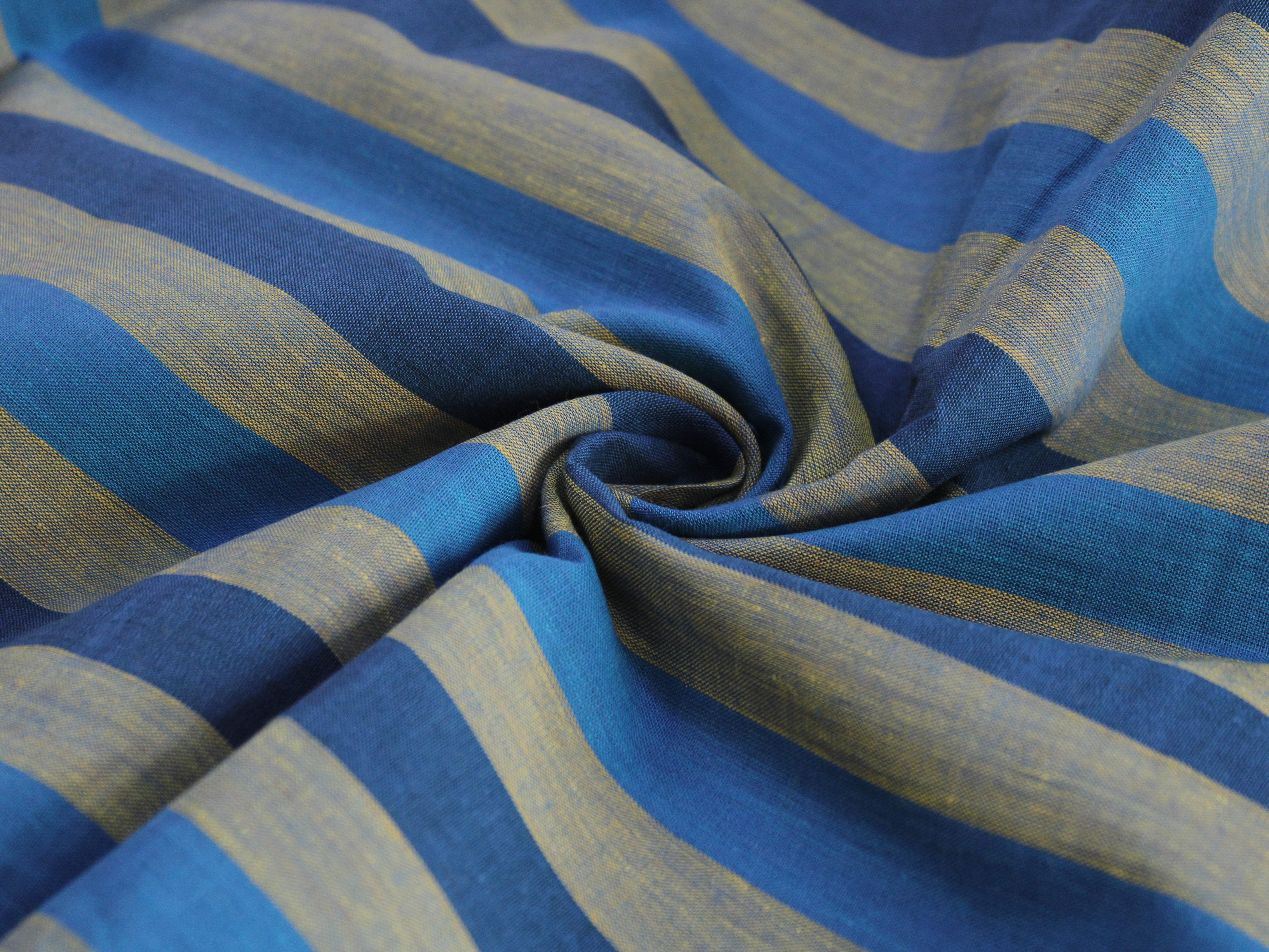 Pure Cotton Handloom Multicolour Stripe Fabric | Azure Mist | 44 Inch | Non-Washed