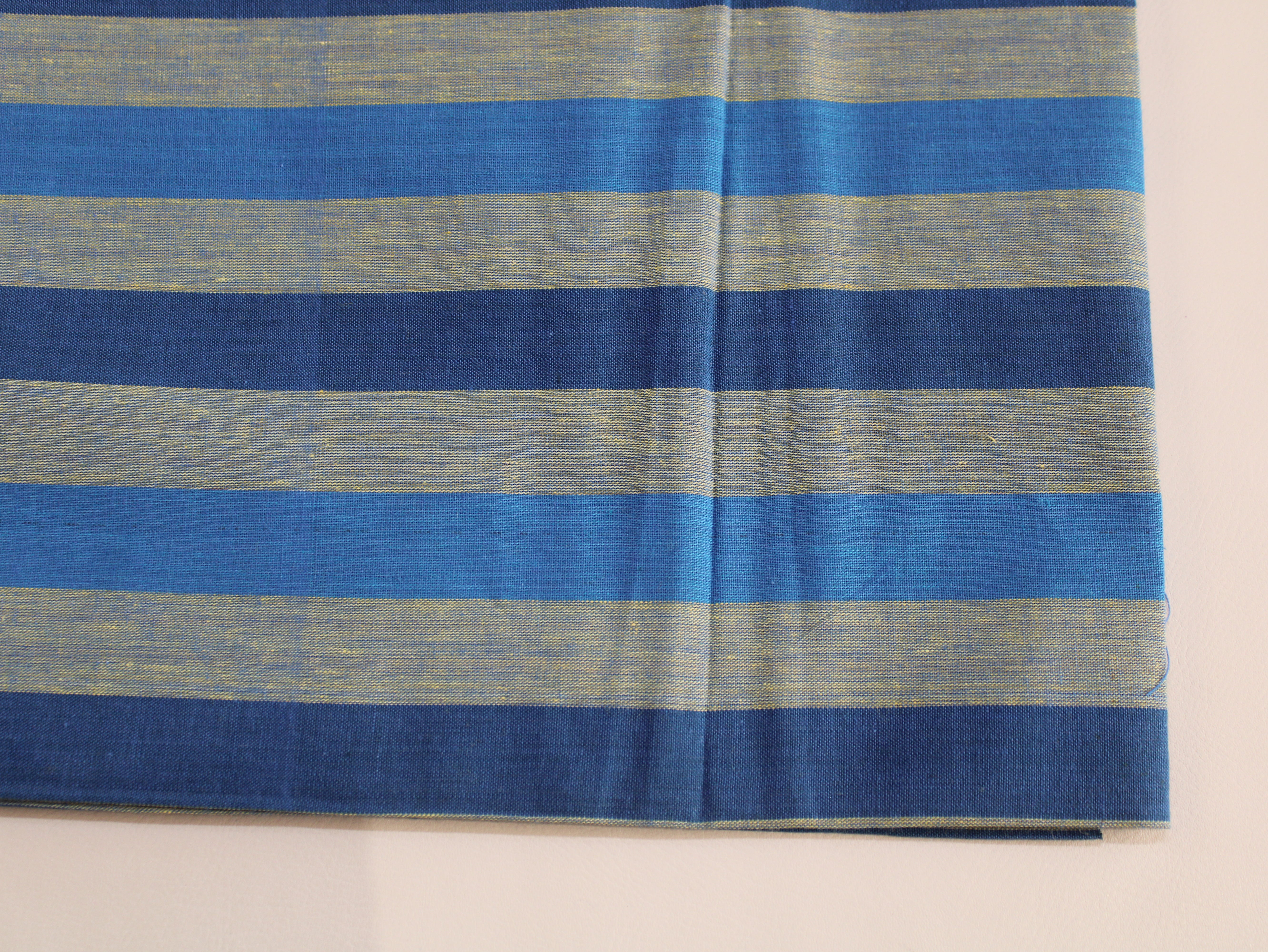Pure Cotton Handloom Multicolour Stripe Fabric | Azure Mist | 44 Inch | Non-Washed