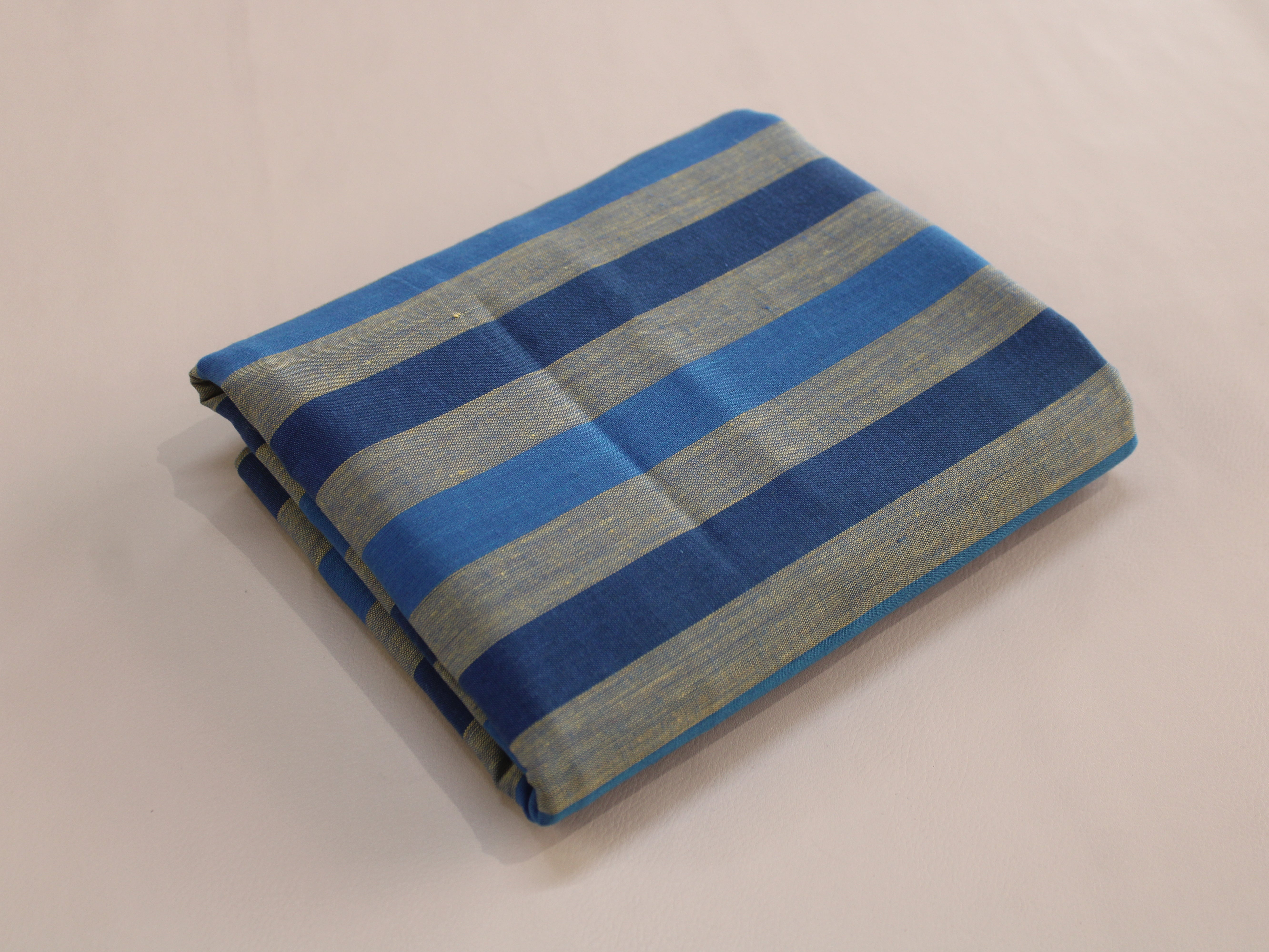 Pure Cotton Handloom Multicolour Stripe Fabric | Azure Mist | 44 Inch | Non-Washed