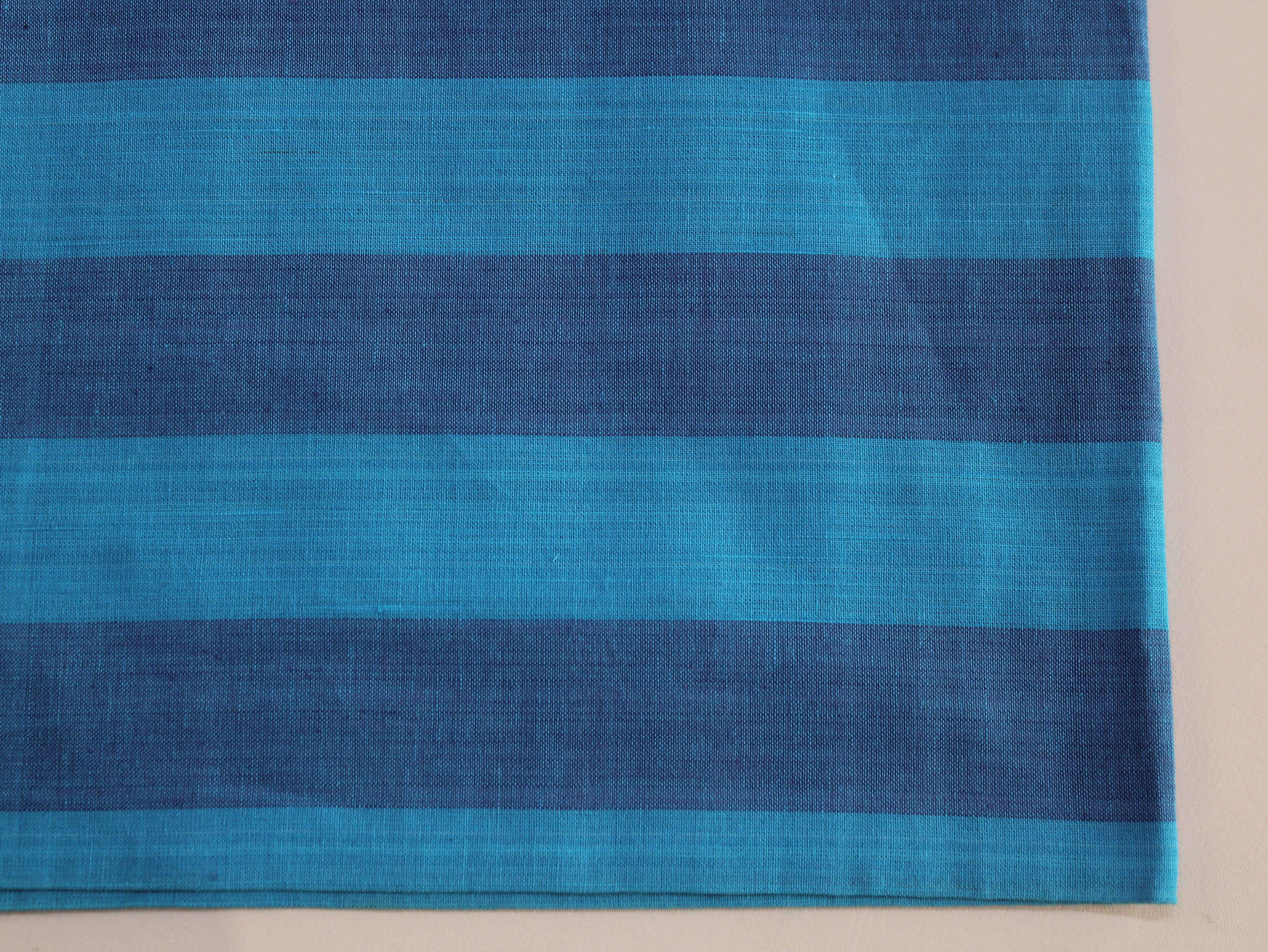 Pure Cotton Handloom Multicolour Stripe Fabric | Teal Tide | 44 Inch | Non-Washed