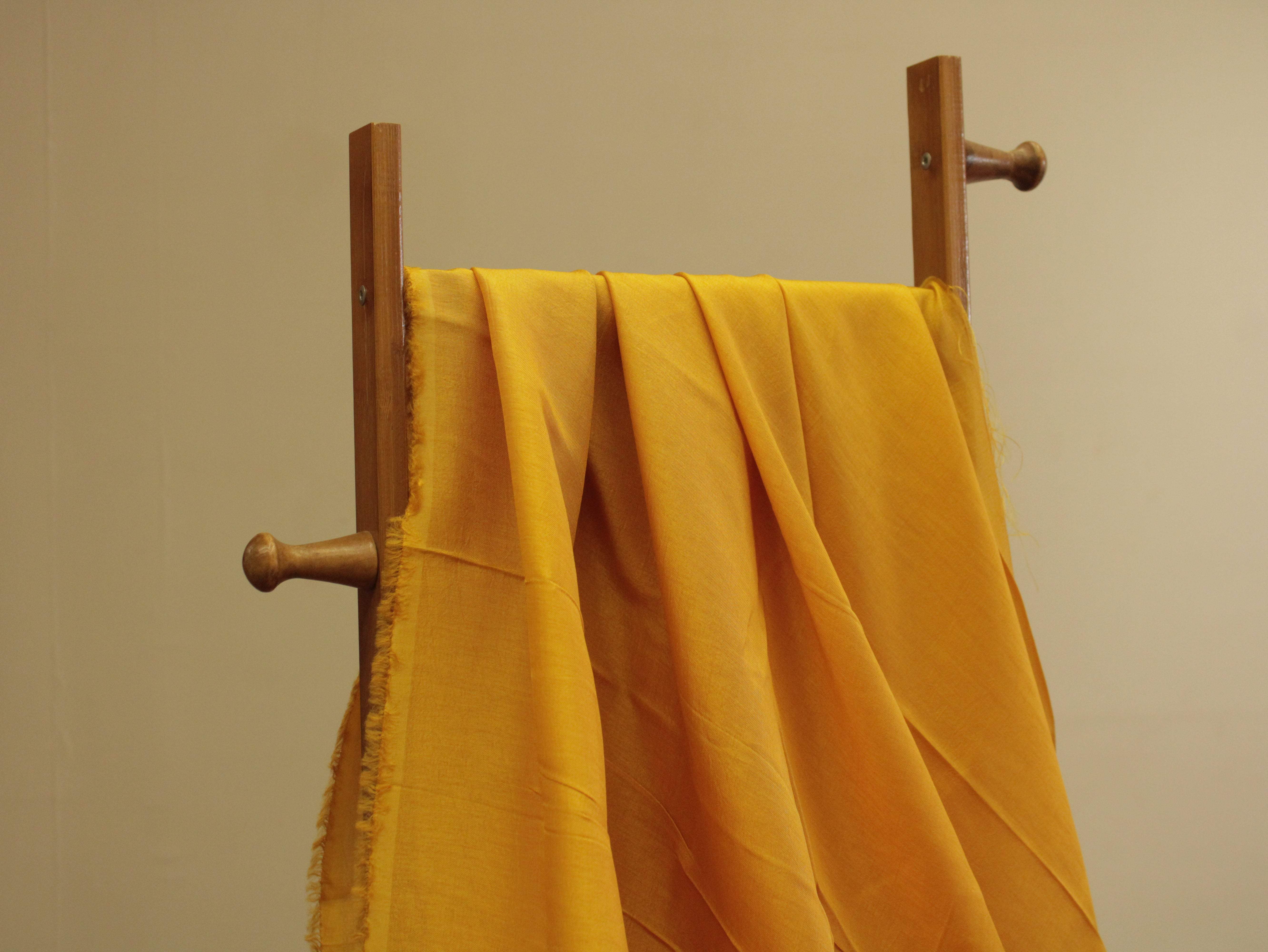 Plain dyed Muslin Silk Fabric -Mustard - M'Foks