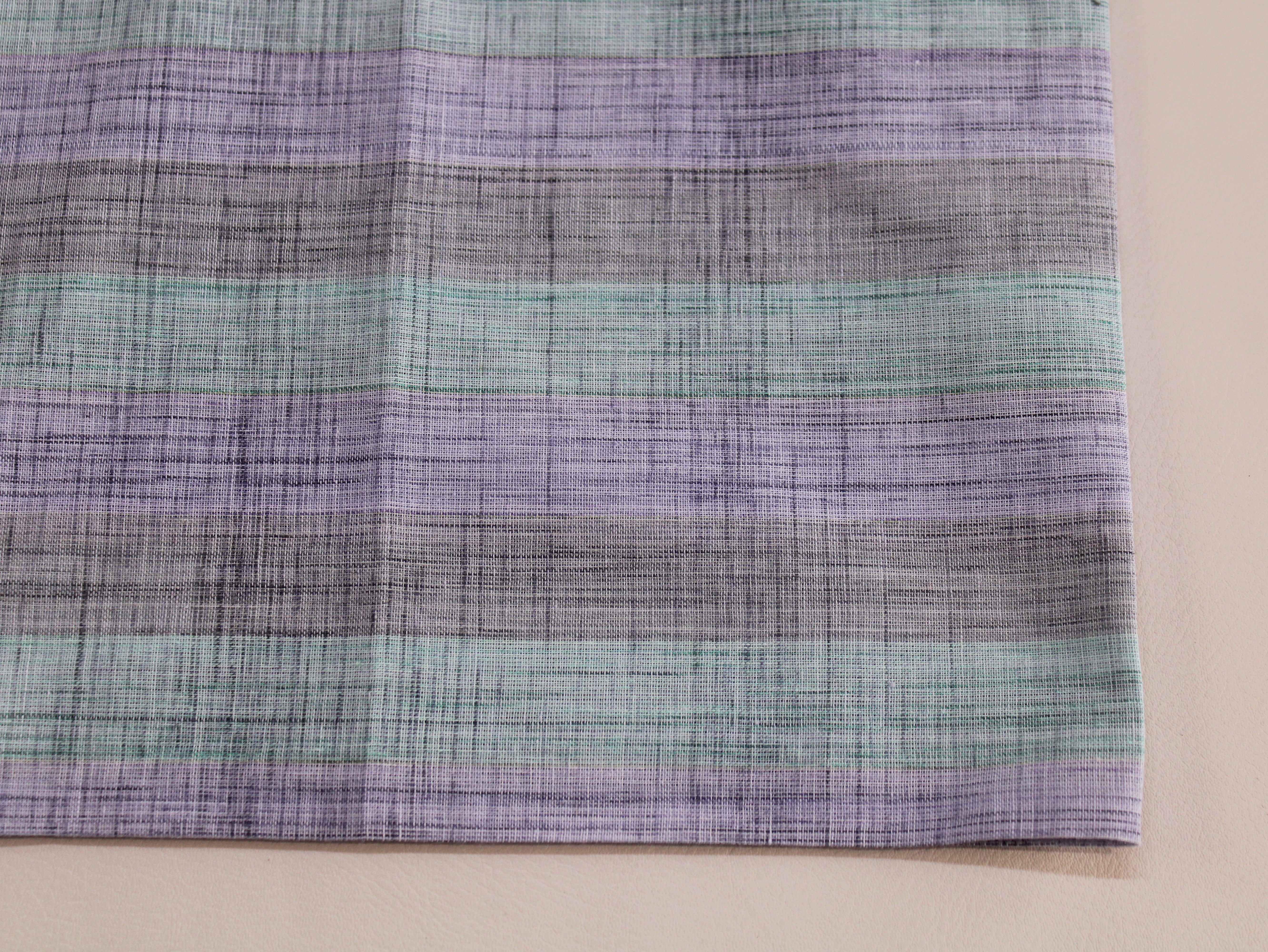 Pure Cotton Handloom Multicolour Stripe Fabric | Lilac Mint | 44 Inch | Non-Washed | 80 GSM