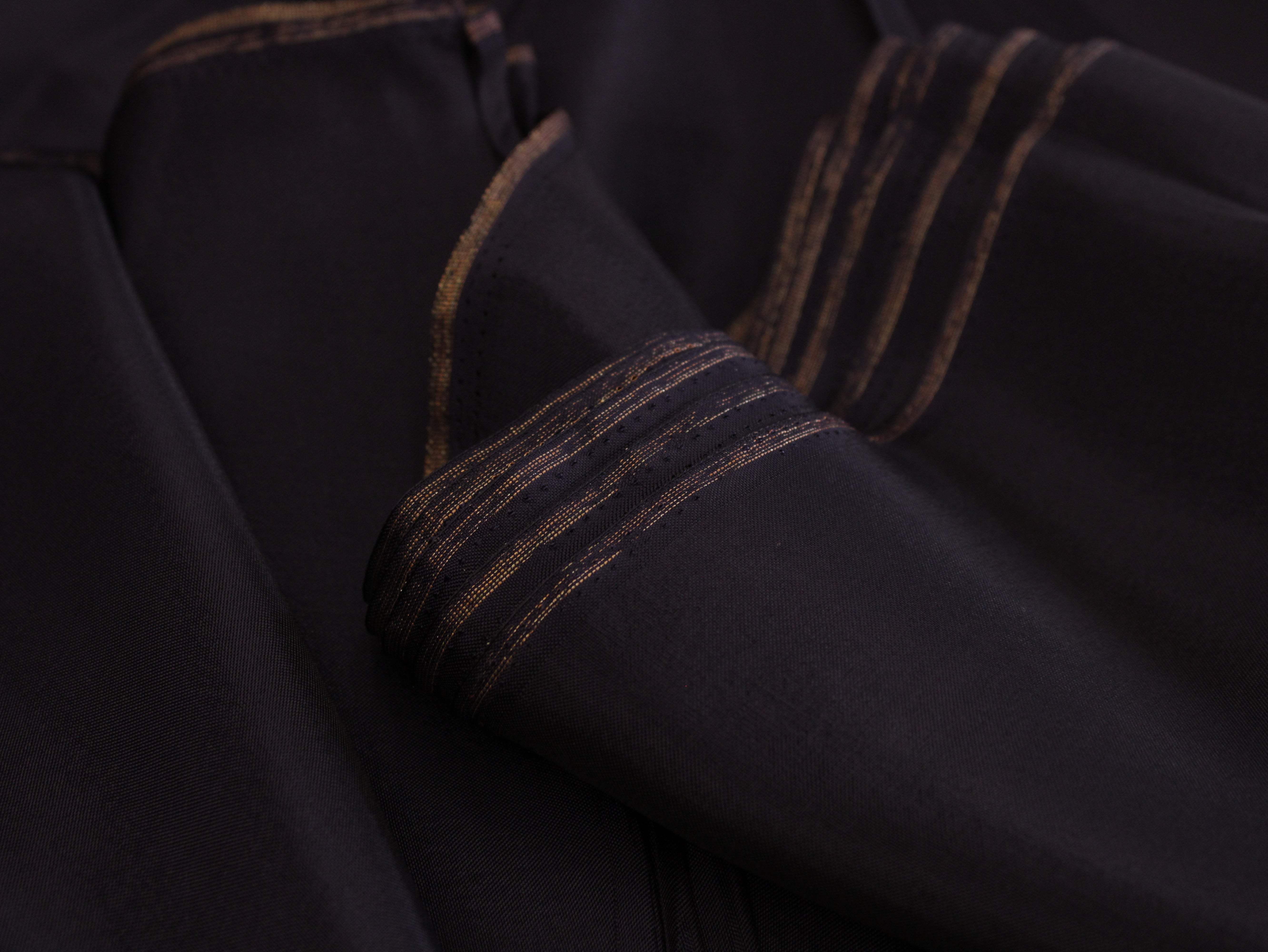 Plain dyed Upada Silk Fabric - Navy Blue - M'Foks