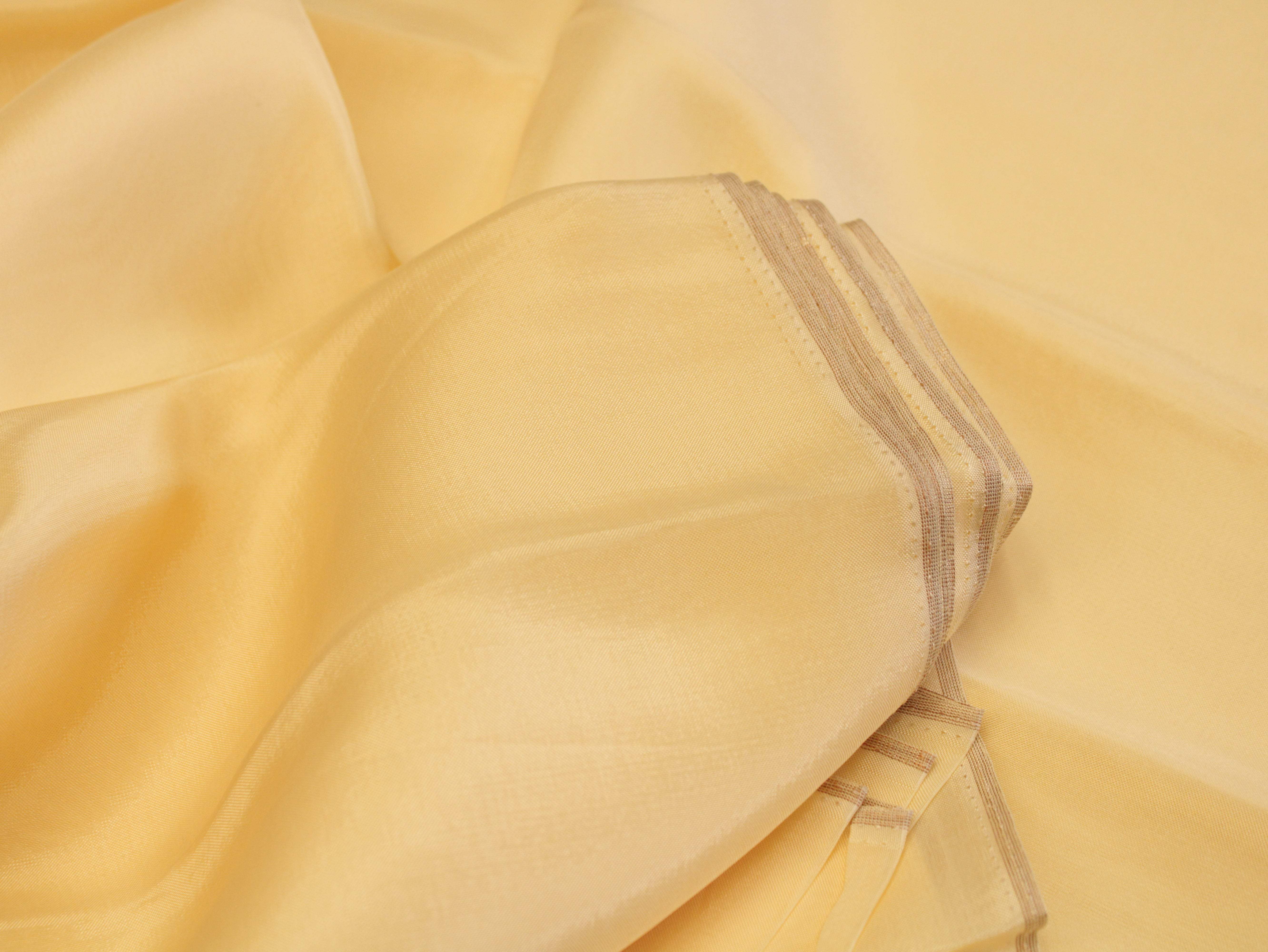 Plain dyed Upada Silk Fabric - Pastel Yellow - M'Foks