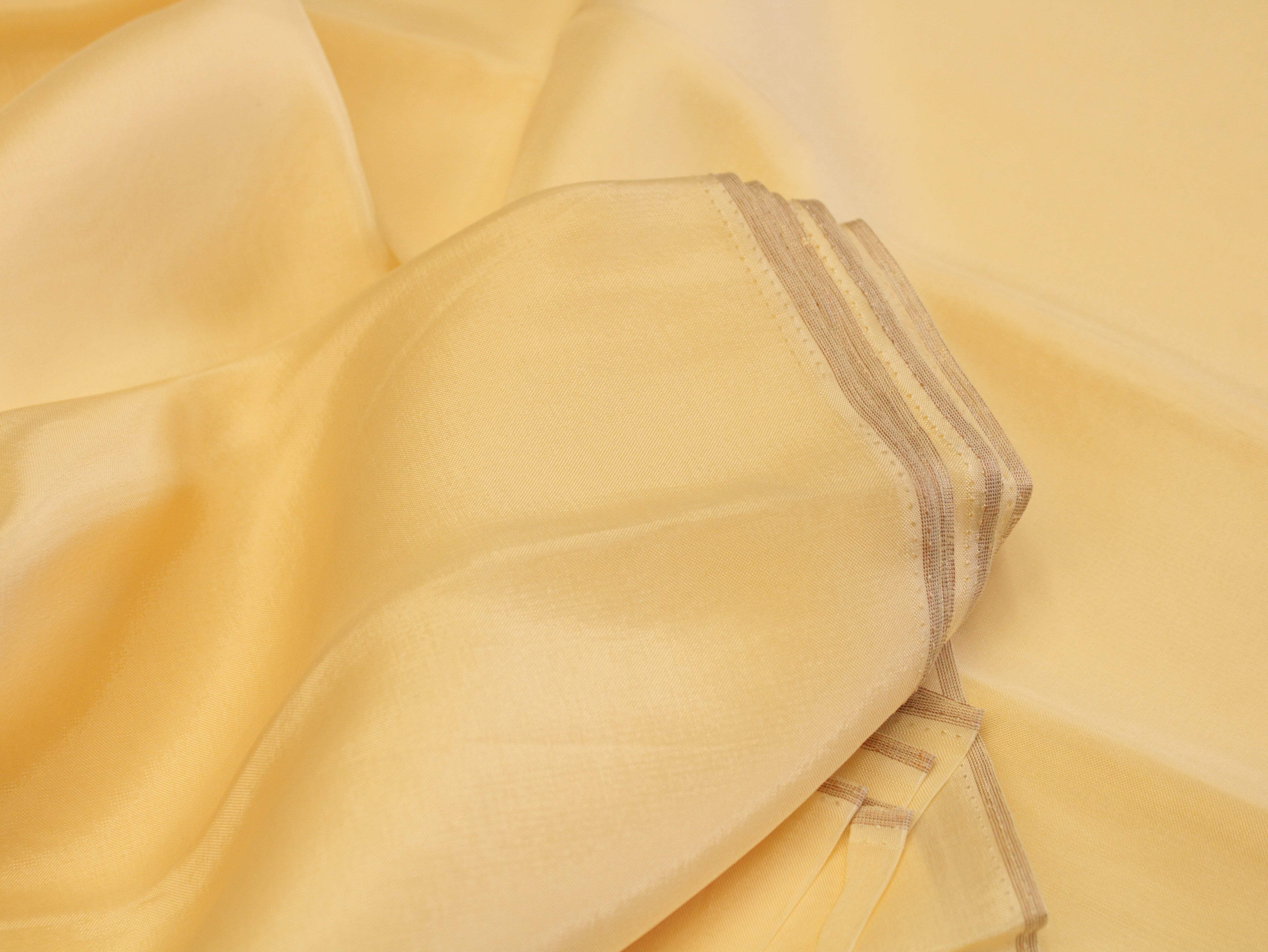 Plain dyed Upada Silk Fabric - Pastel Yellow - M'Foks