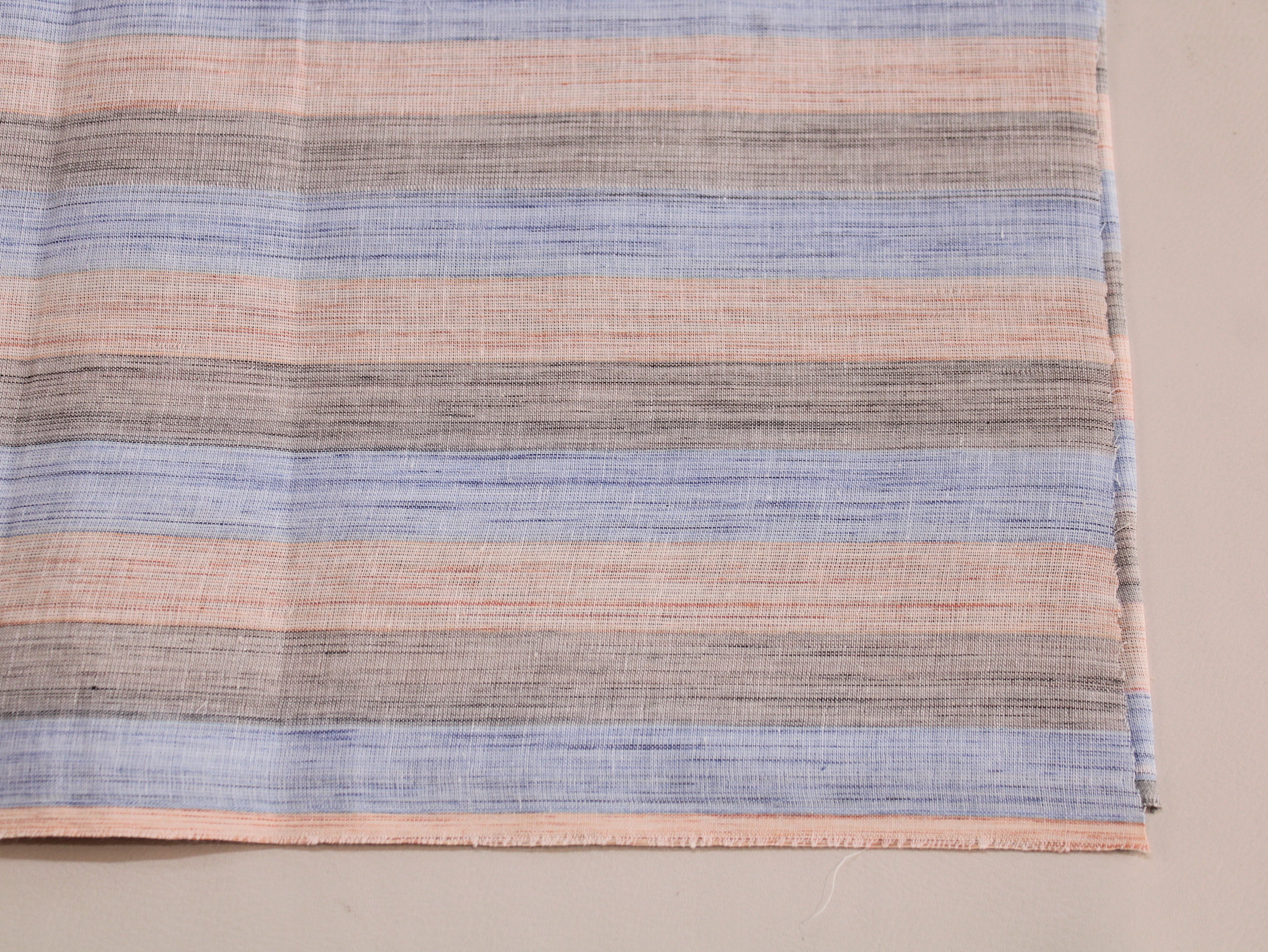 Pure Cotton Handloom Multicolour Stripe Fabric | Blush Haze | 44 Inch | Non-Washed | 80 GSM