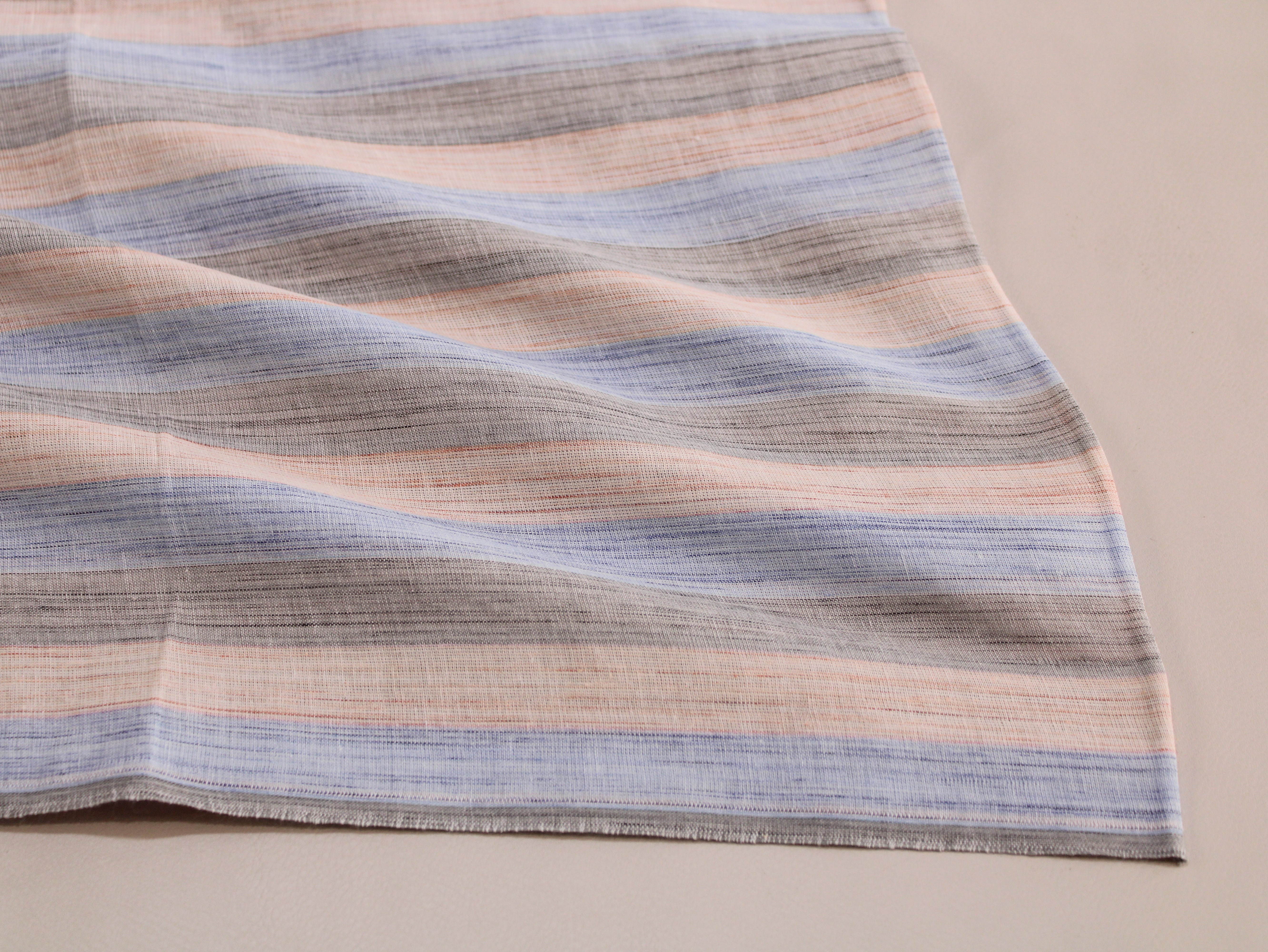 Pure Cotton Handloom Multicolour Stripe Fabric | Blush Haze | 44 Inch | Non-Washed | 80 GSM