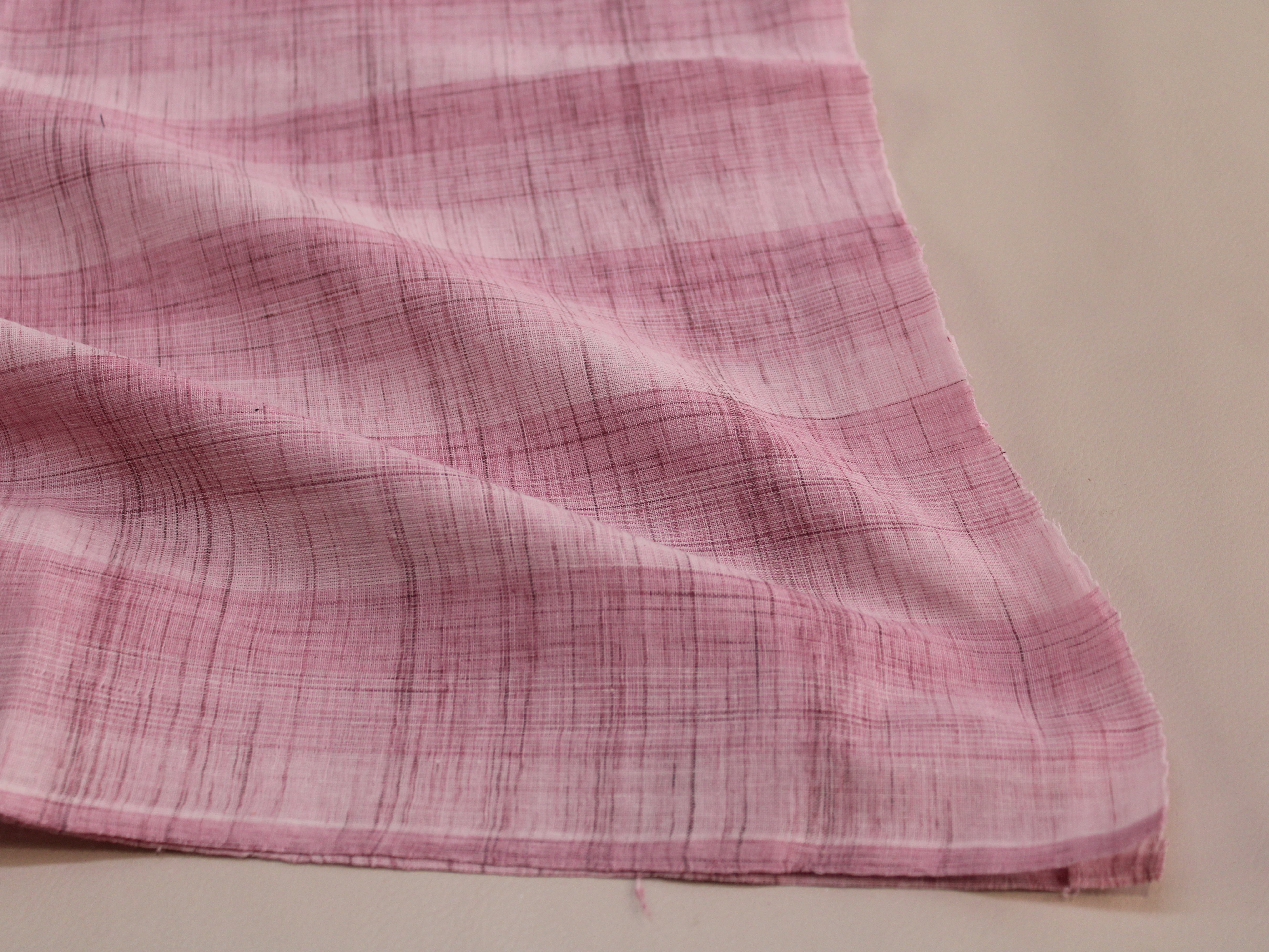 Pure Cotton Handloom Textured Fabric | Rose Quartz | 44 Inch | Non-Washed | 80 GSM