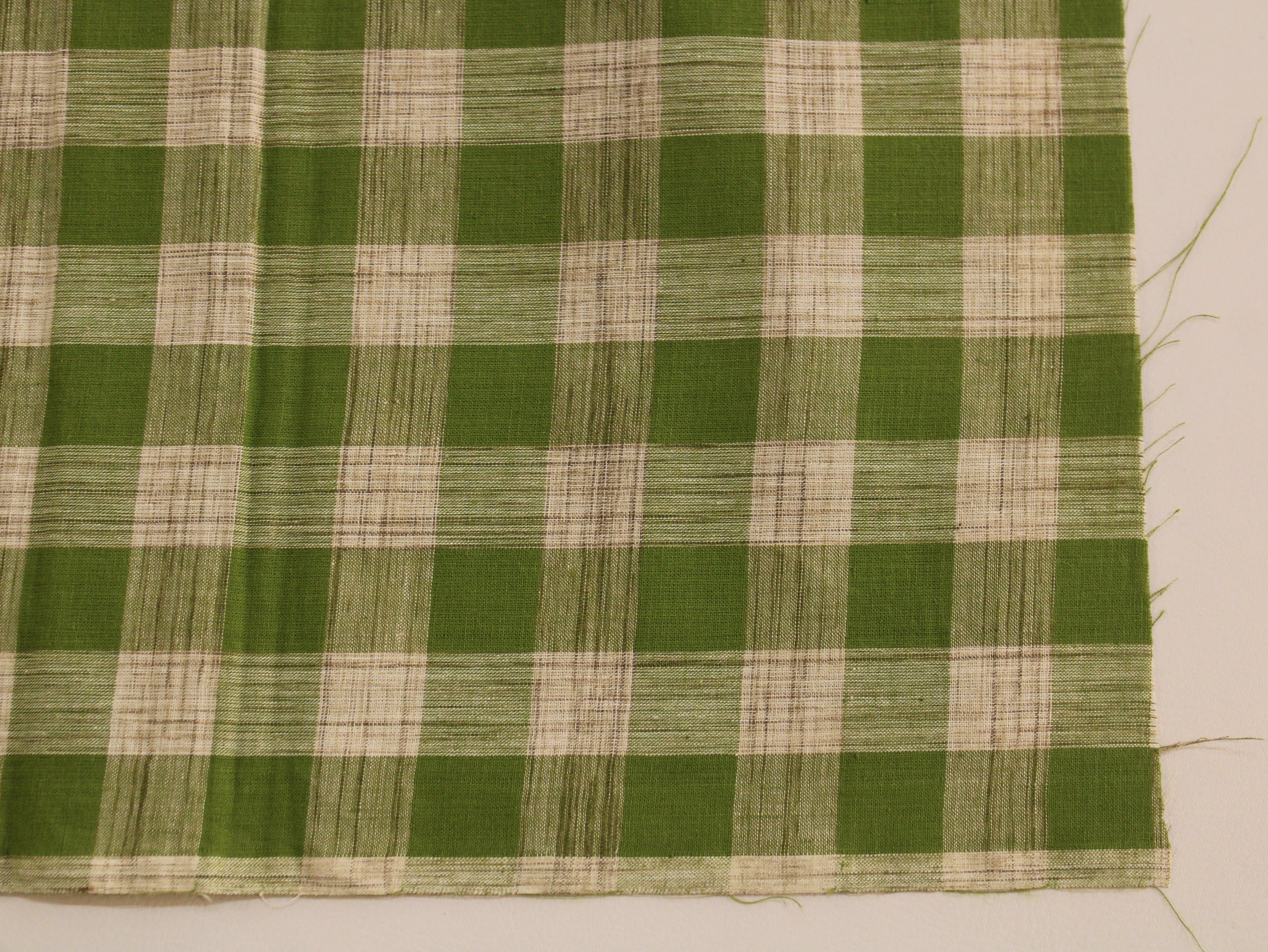 Pure Cotton Yarn-Dyed Handloom Gingham Check Fabric | Green Brown | 44 Inch | Washed | 100 GSM