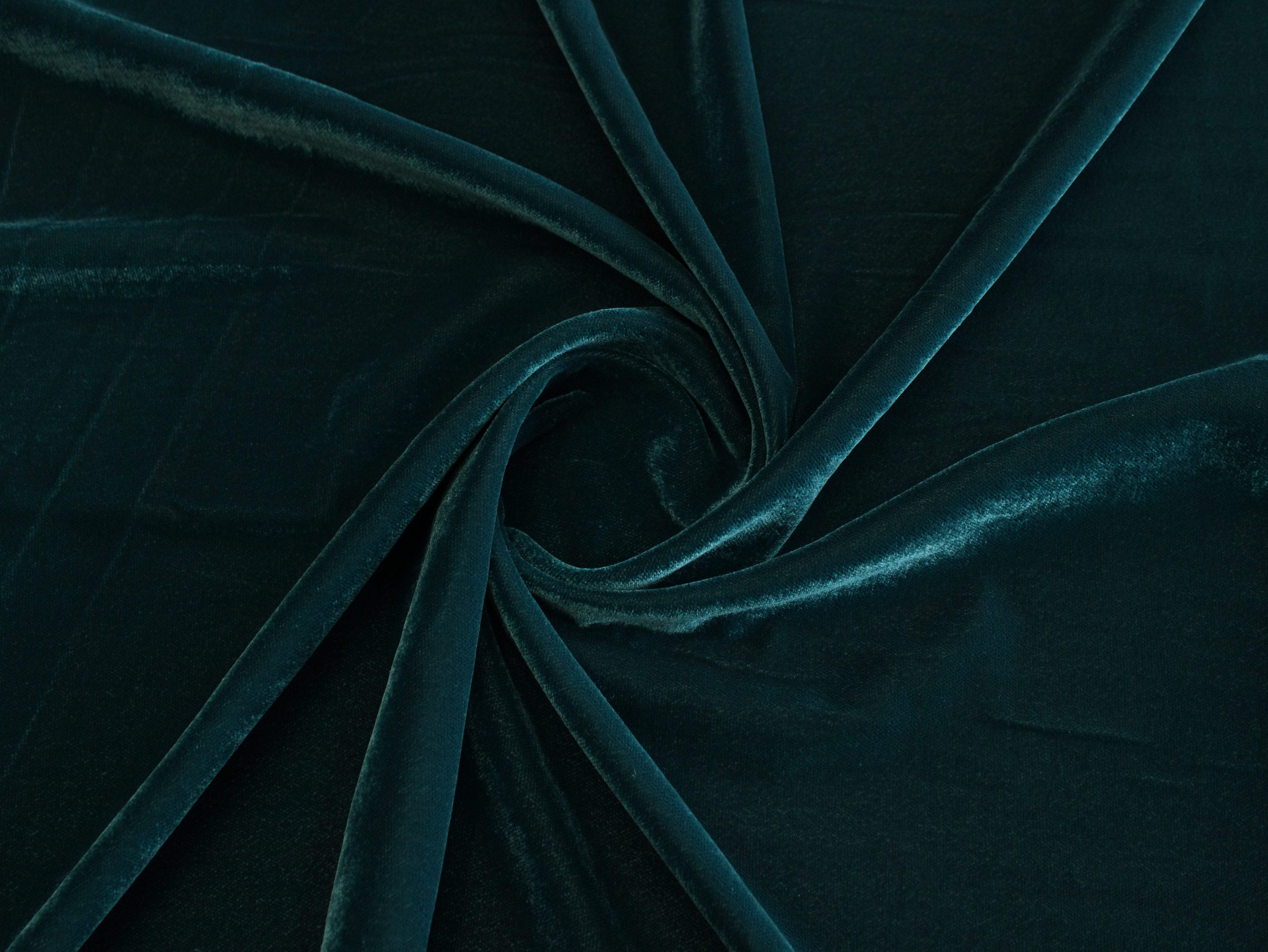 Premium Plain Micro Velvet Fabric - Peacock Green - M'Foks