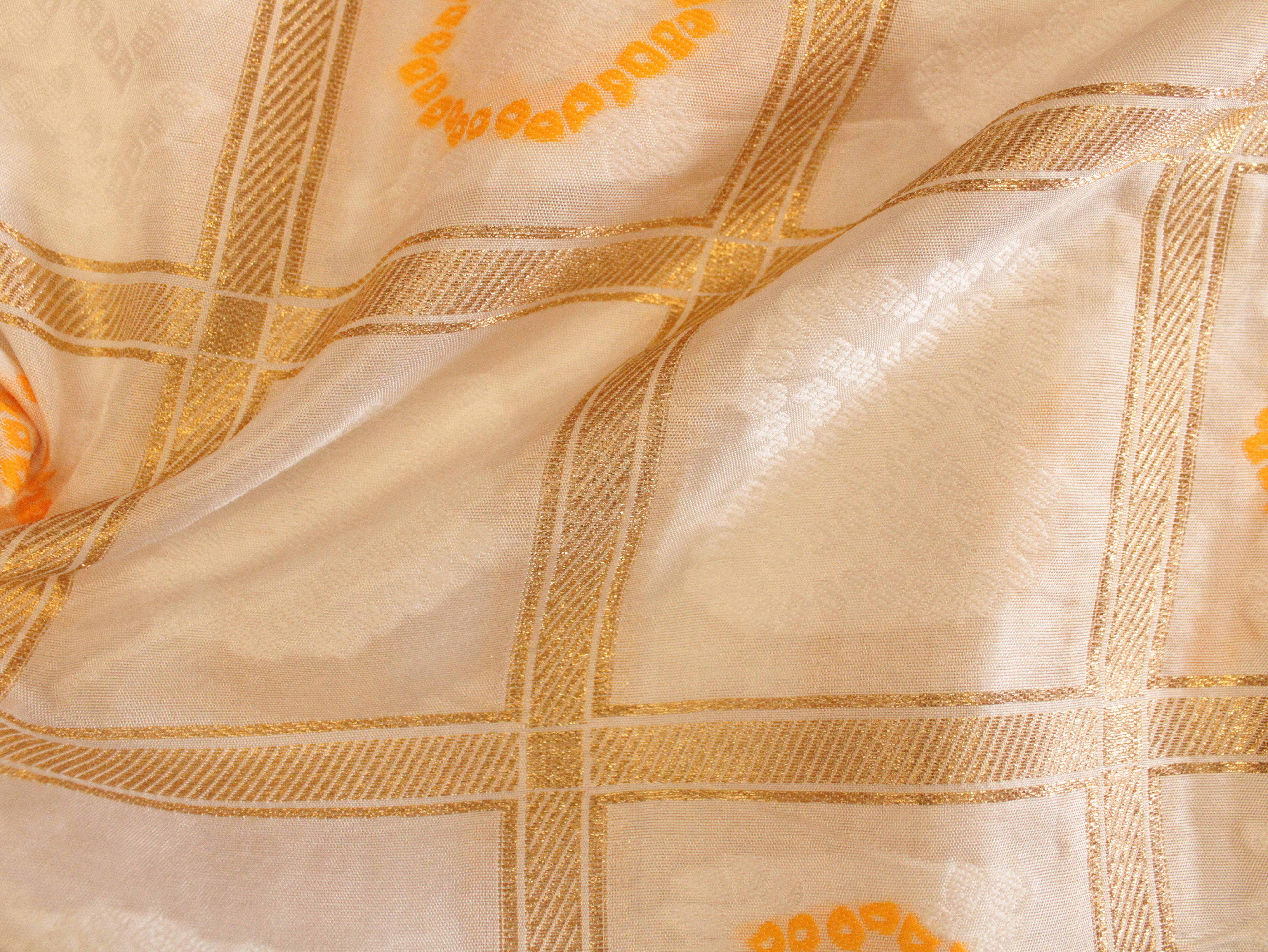 Dyeable Panel Work Dola silk Fabric - Gharchola Pattern - M'Foks