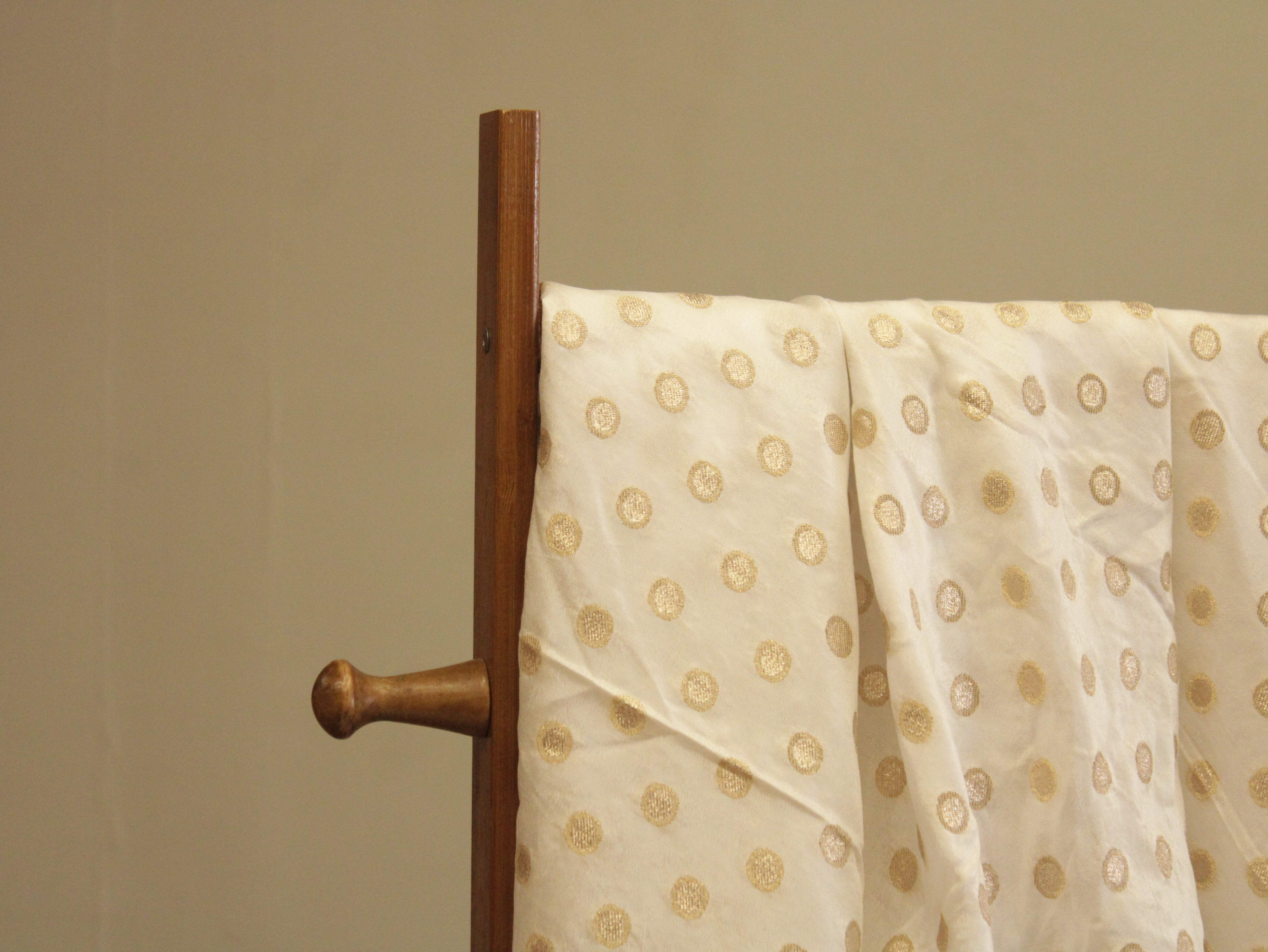 Polka Dots Zari Woven Dola Silk by M'Foks - White Dyeable - M'Foks