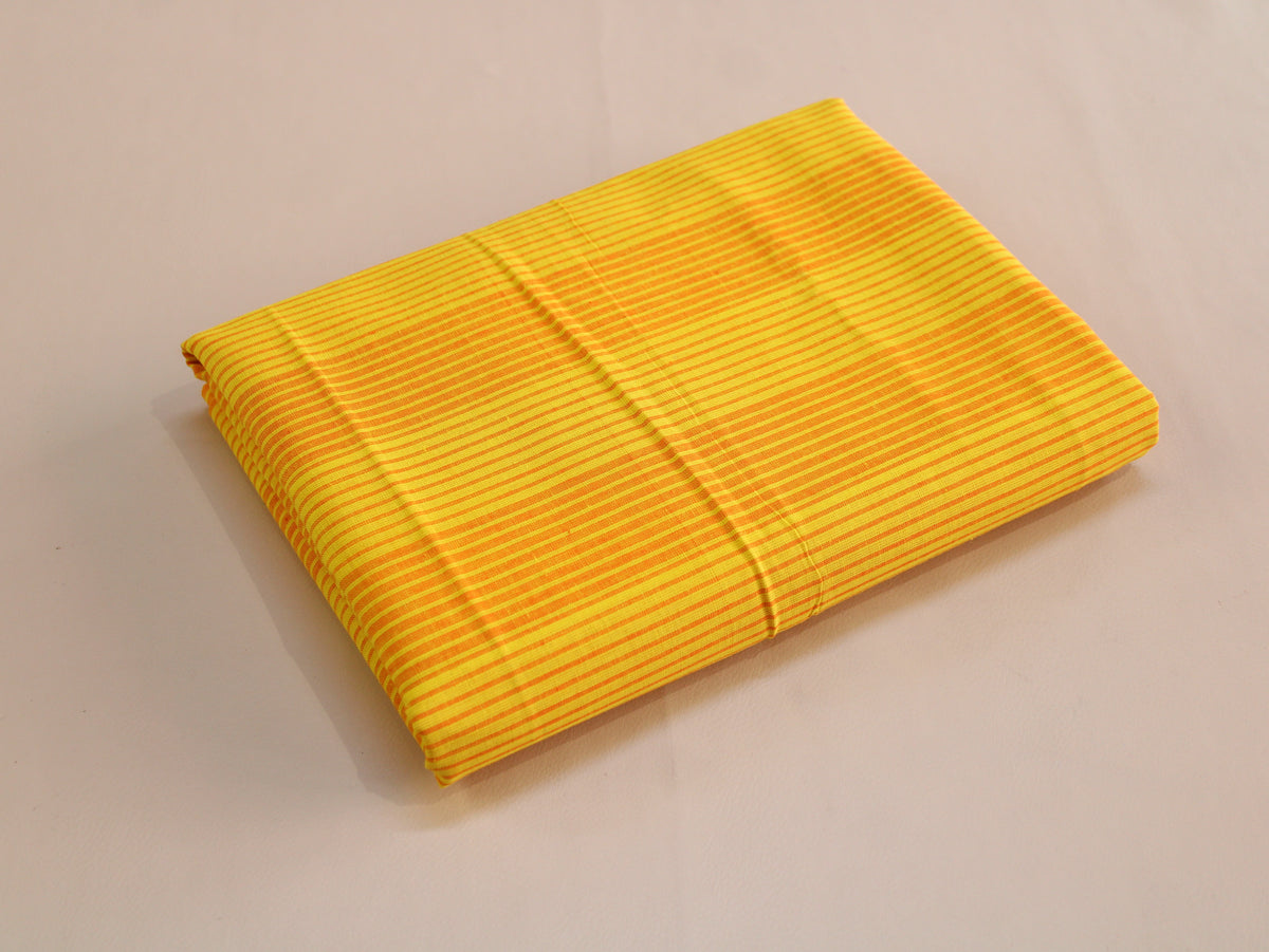 Pure Cotton Yarn-Dyed Handloom Stripe Fabric | Yellow Orange | 44 Inch | Non-Washed | 80 GSM
