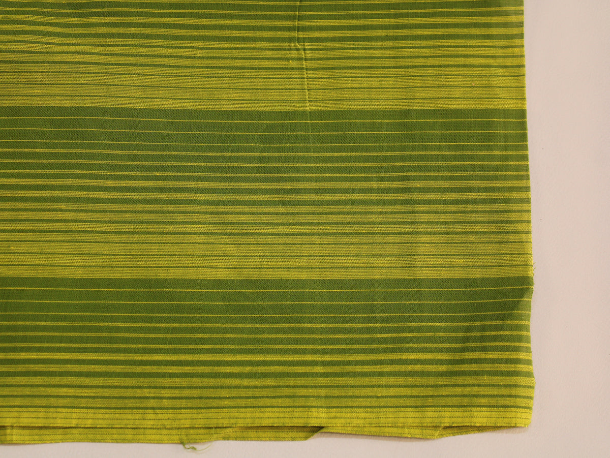 Pure Cotton Yarn-Dyed Handloom Stripe Fabric | Green Yellow | 44 Inch | Non-Washed | 80 GSM