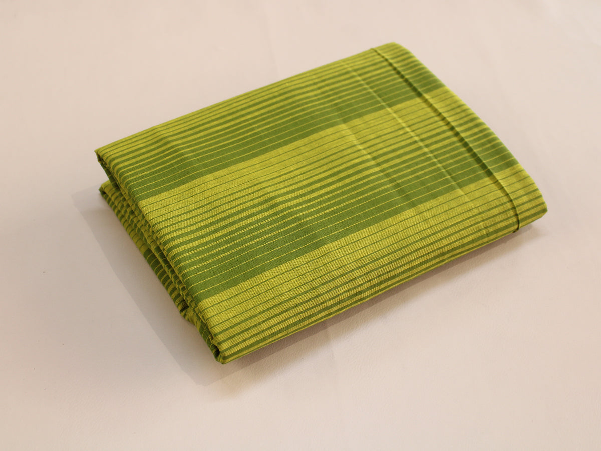 Pure Cotton Yarn-Dyed Handloom Stripe Fabric | Green Yellow | 44 Inch | Non-Washed | 80 GSM