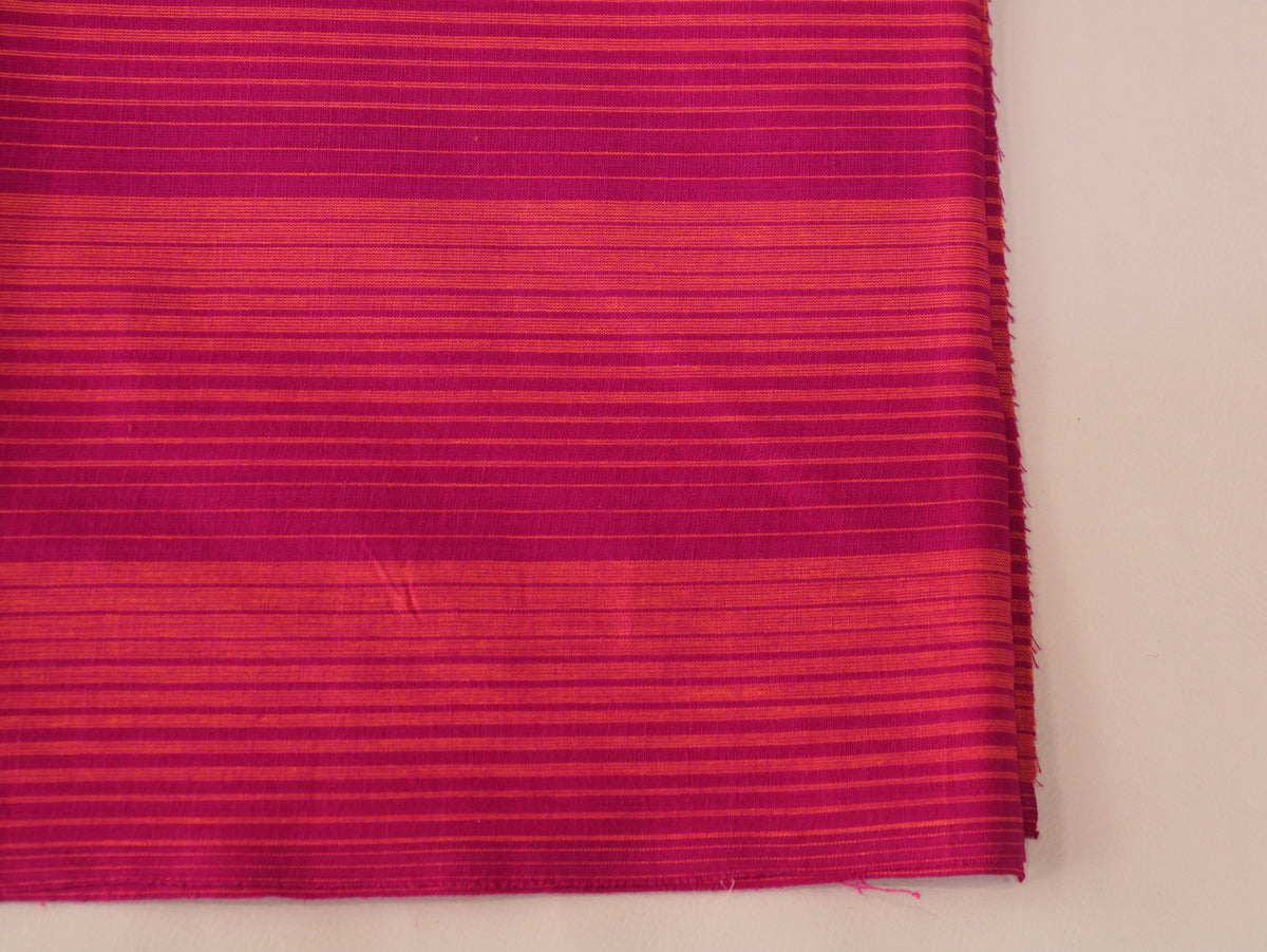 Pure Cotton Yarn-Dyed Handloom Stripe Fabric | Pink Orange | 44 Inch | Non-Washed | 80 GSM