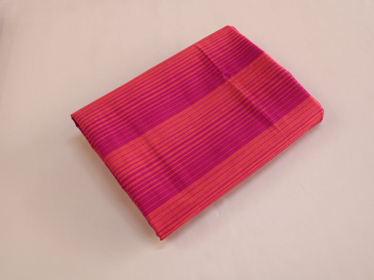 Pure Cotton Yarn-Dyed Handloom Stripe Fabric | Pink Orange | 44 Inch | Non-Washed | 80 GSM