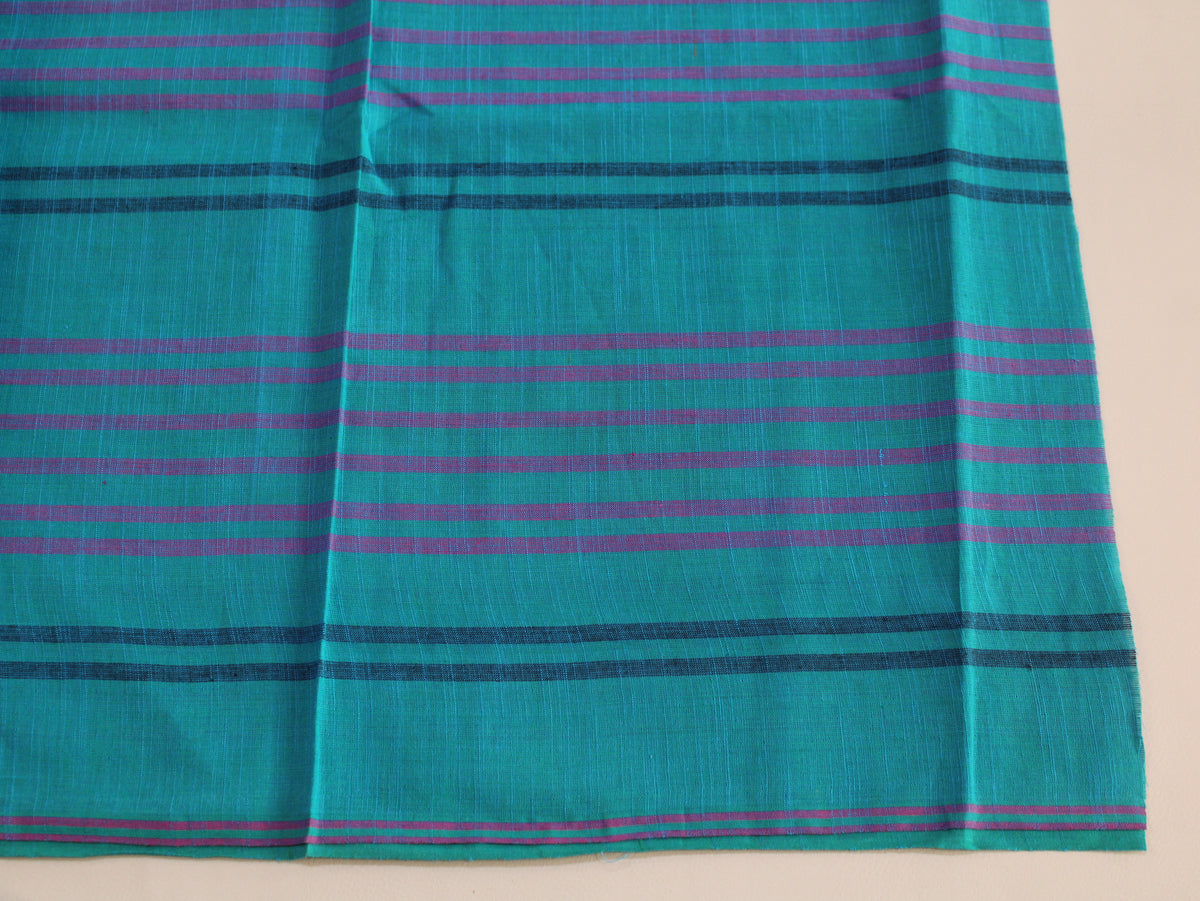 Pure Cotton Yarn-Dyed Handloom Multicolour Stripe Fabric | Blue Purple | 44 Inch | Non-Washed | 80 GSM