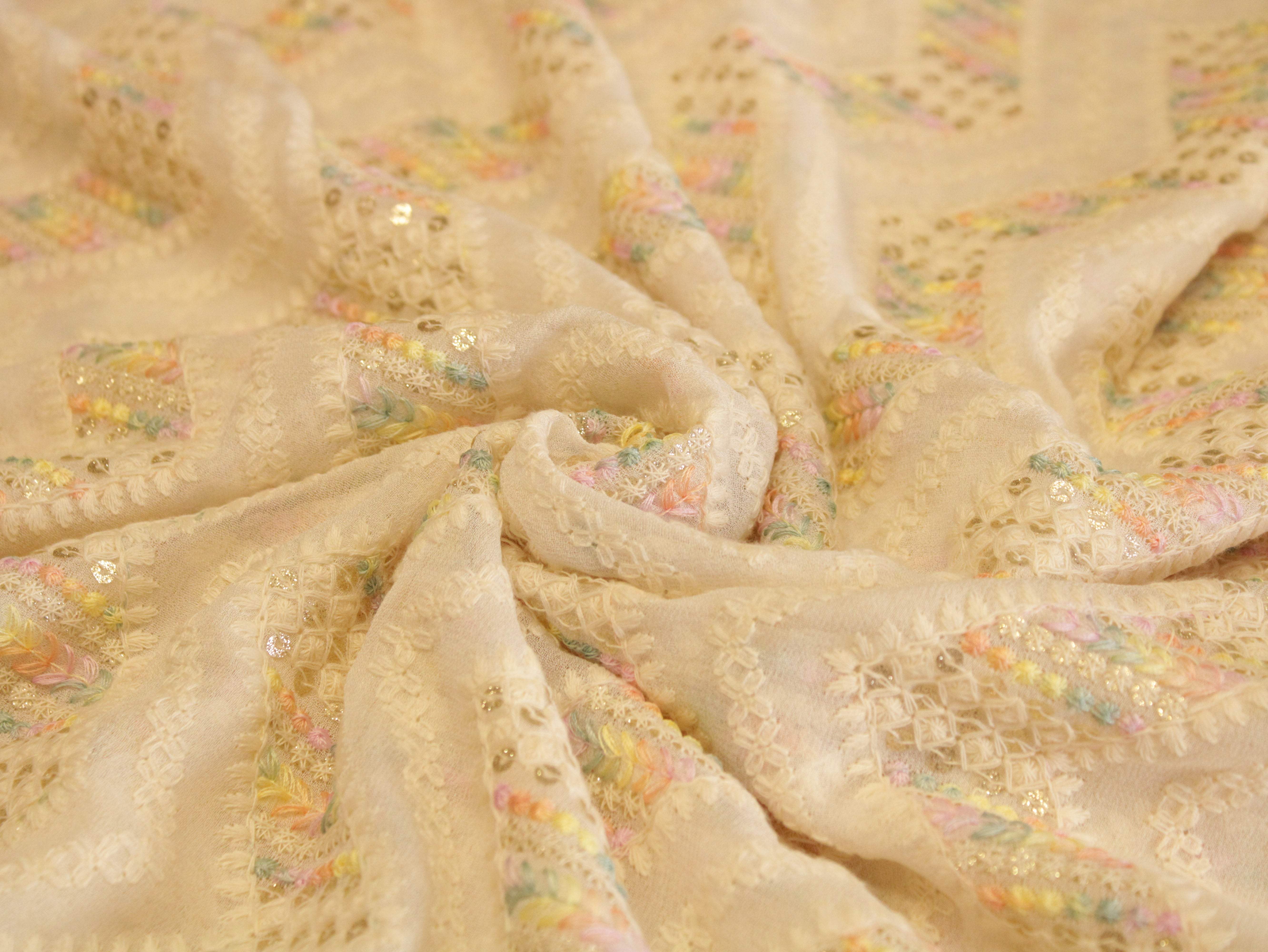 Celestial : Georgette Multi Thread Work fabric - M'Foks