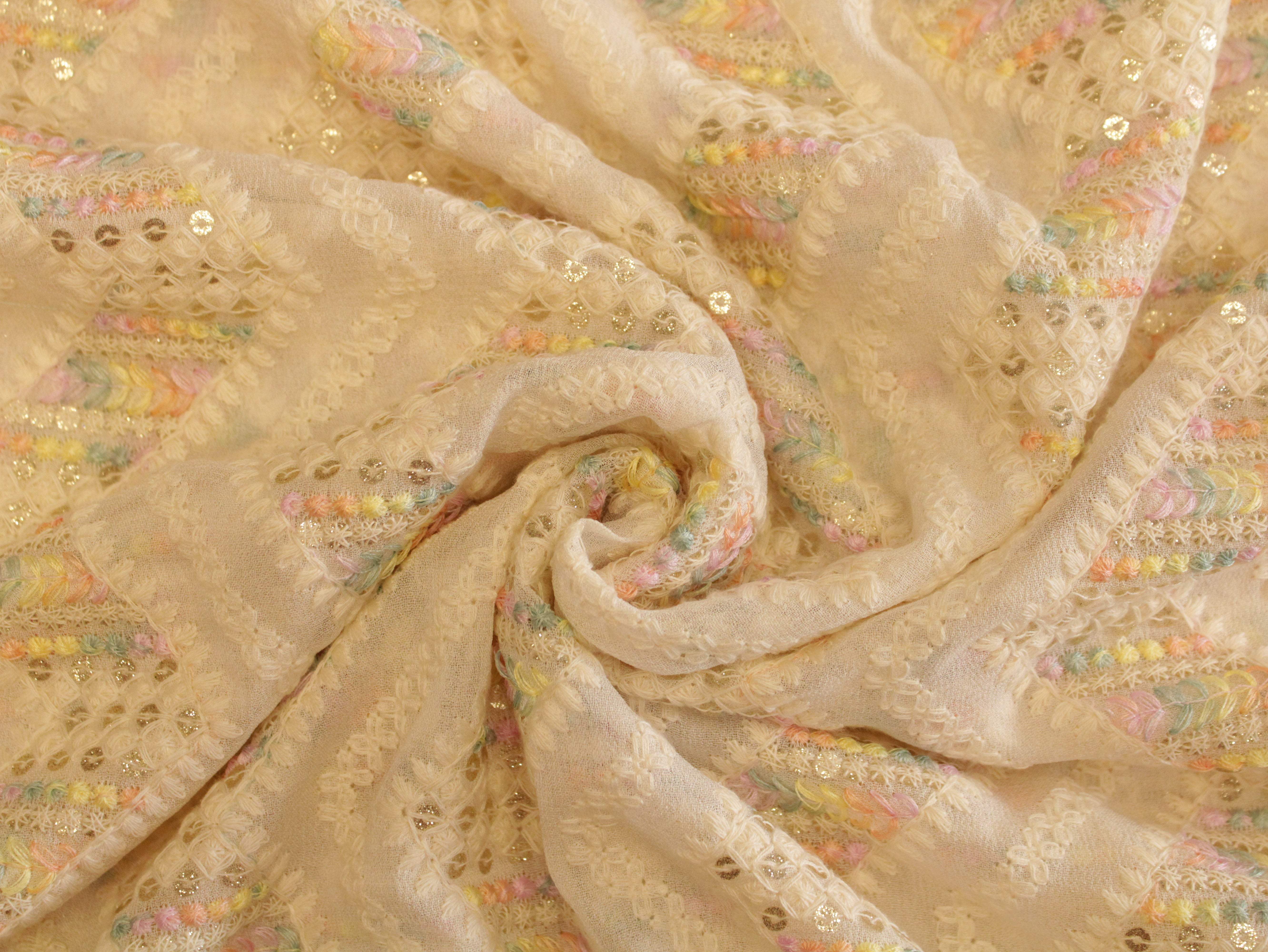 Celestial : Georgette Multi Thread Work fabric - M'Foks