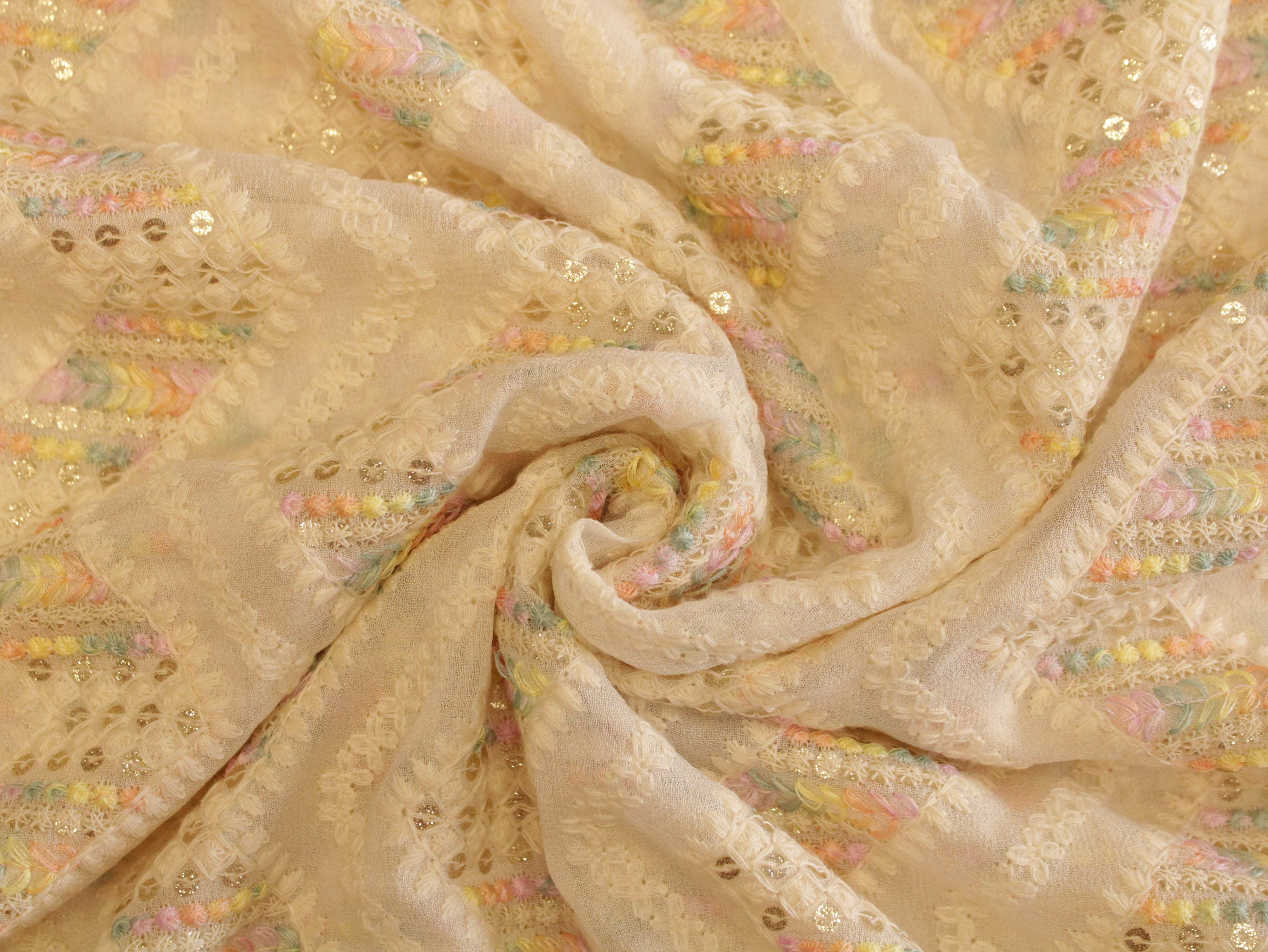 Celestial : Georgette Multi Thread Work fabric - M'Foks