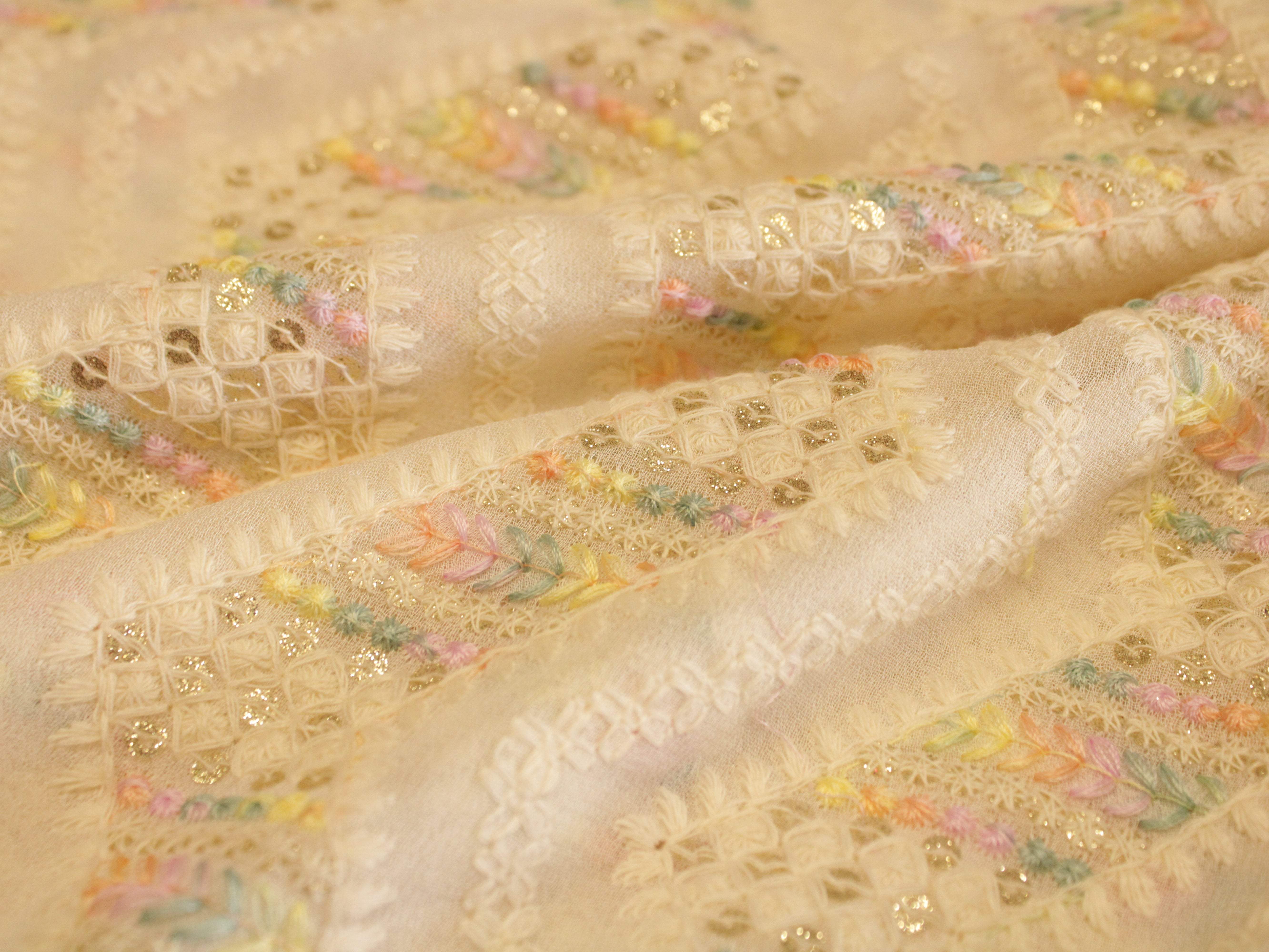 Celestial : Georgette Multi Thread Work fabric - M'Foks