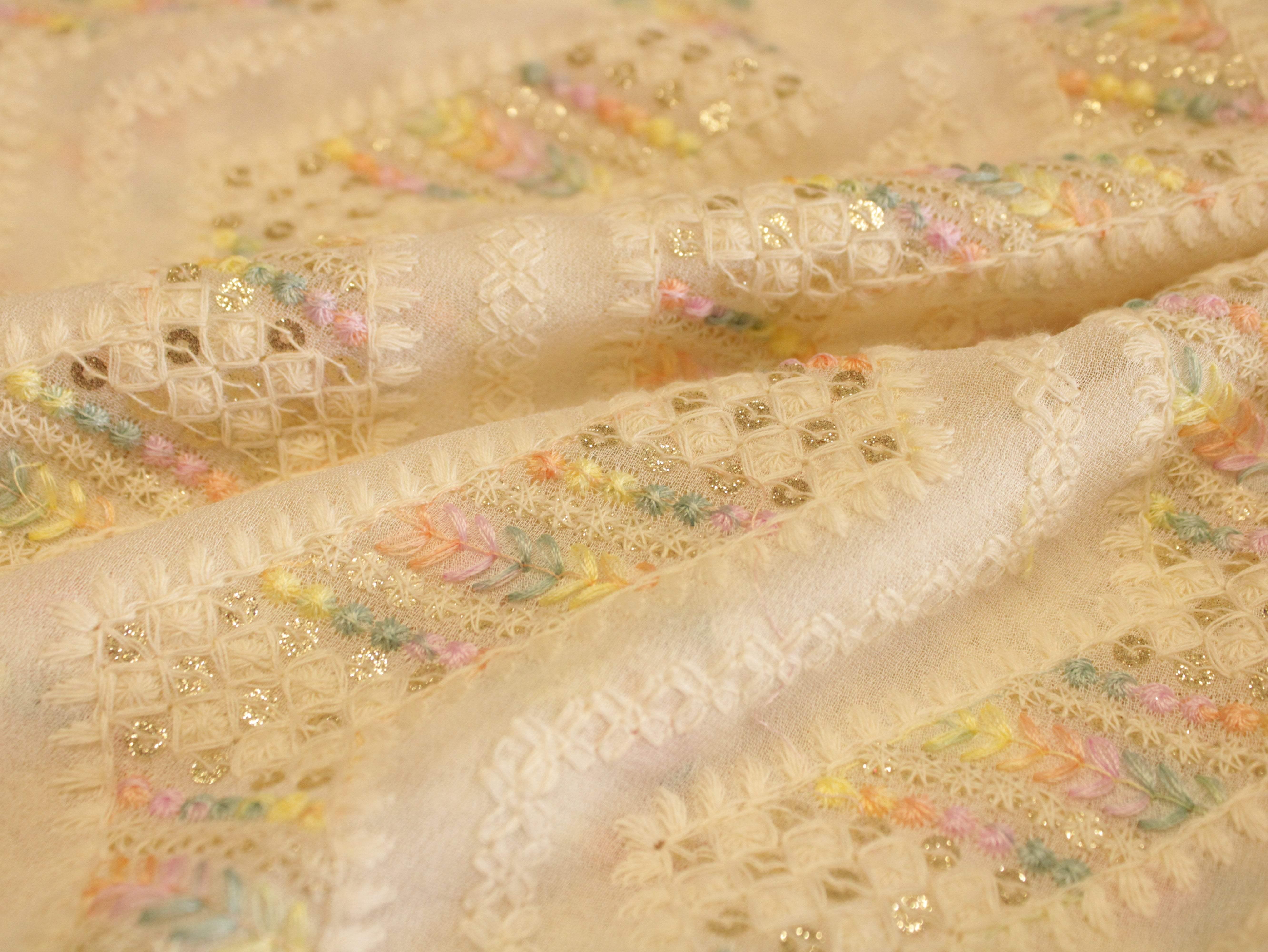 Celestial : Georgette Multi Thread Work fabric - M'Foks