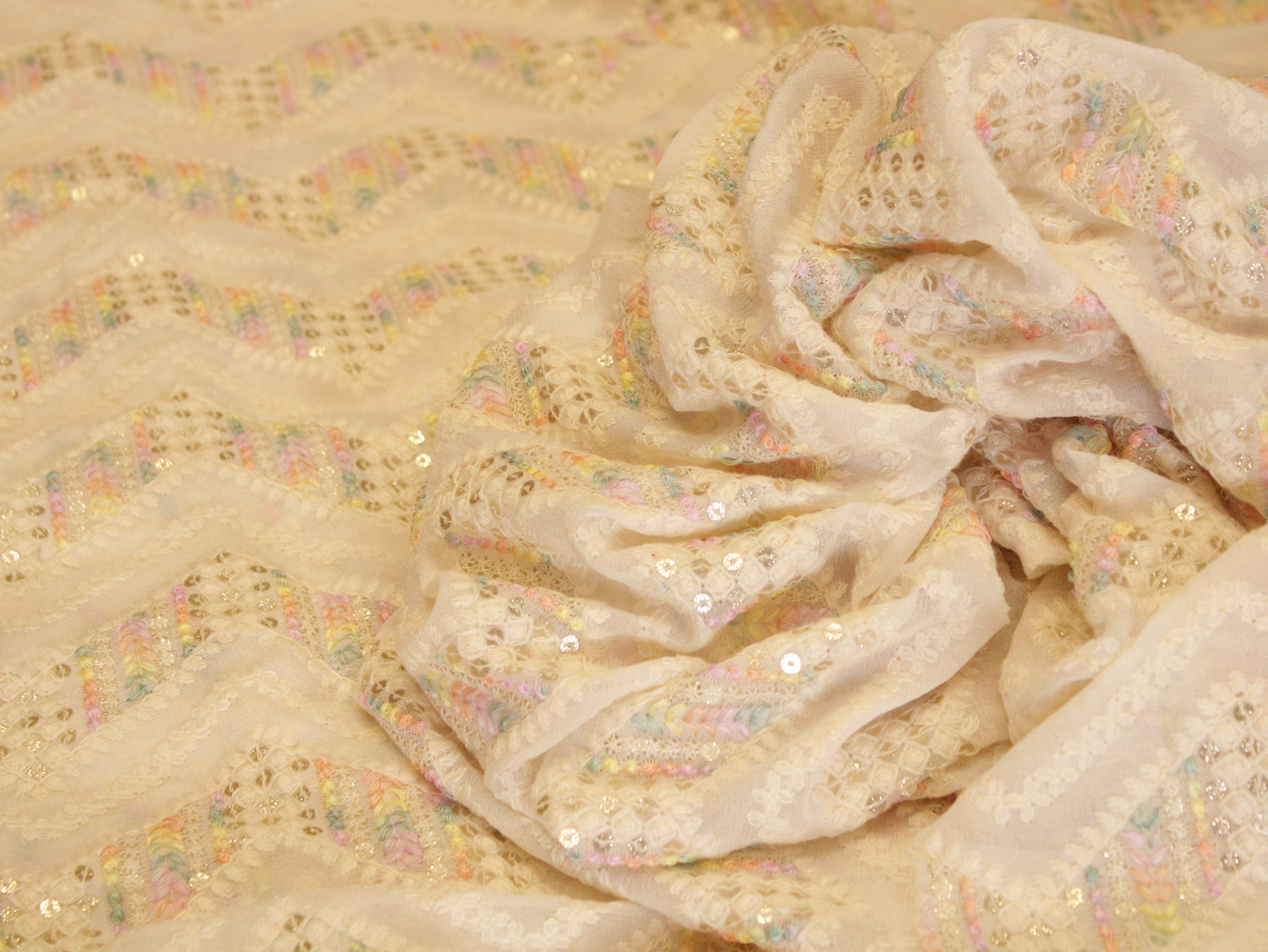 Celestial : Georgette Multi Thread Work fabric - M'Foks