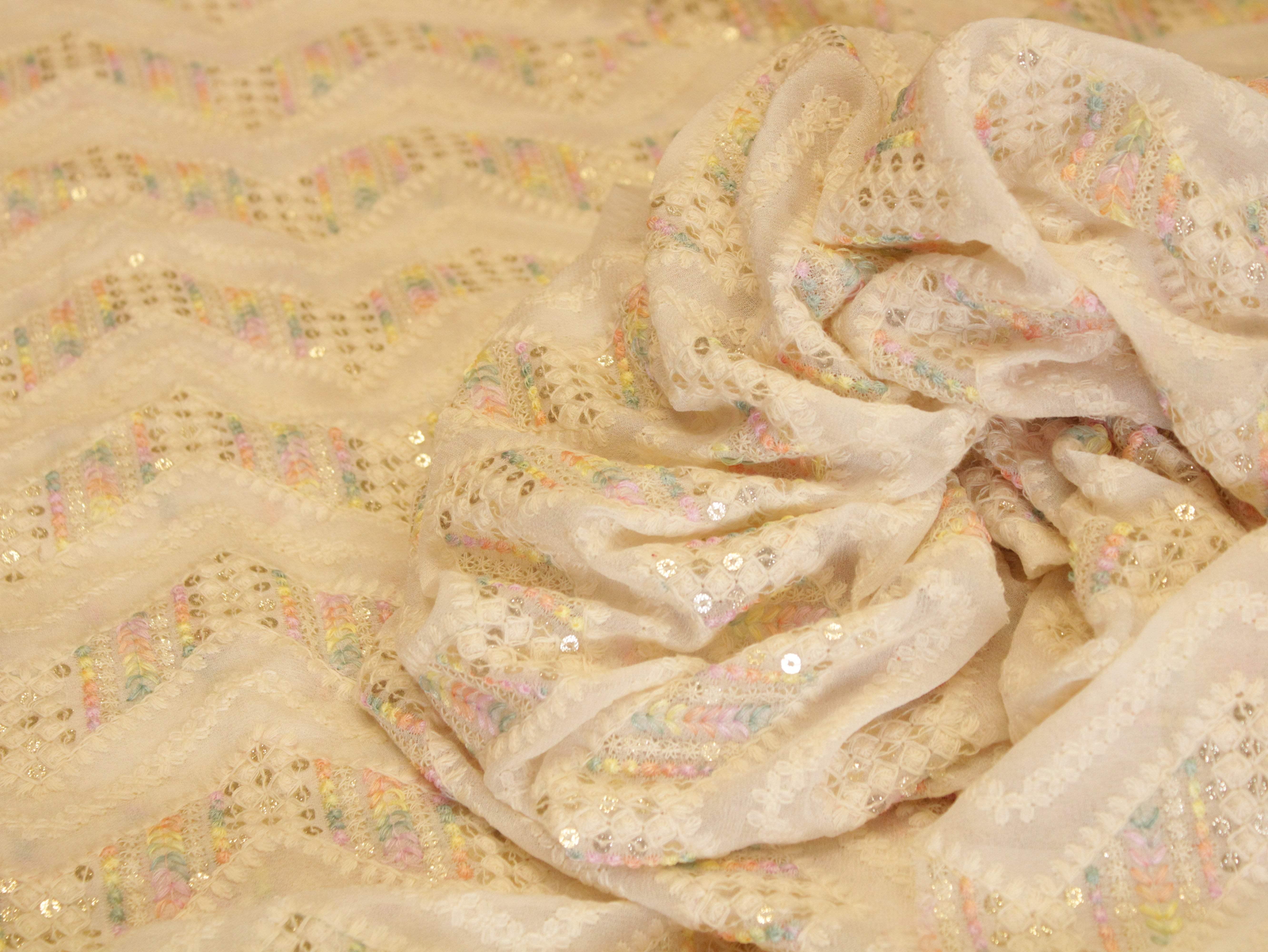 Celestial : Georgette Multi Thread Work fabric - M'Foks