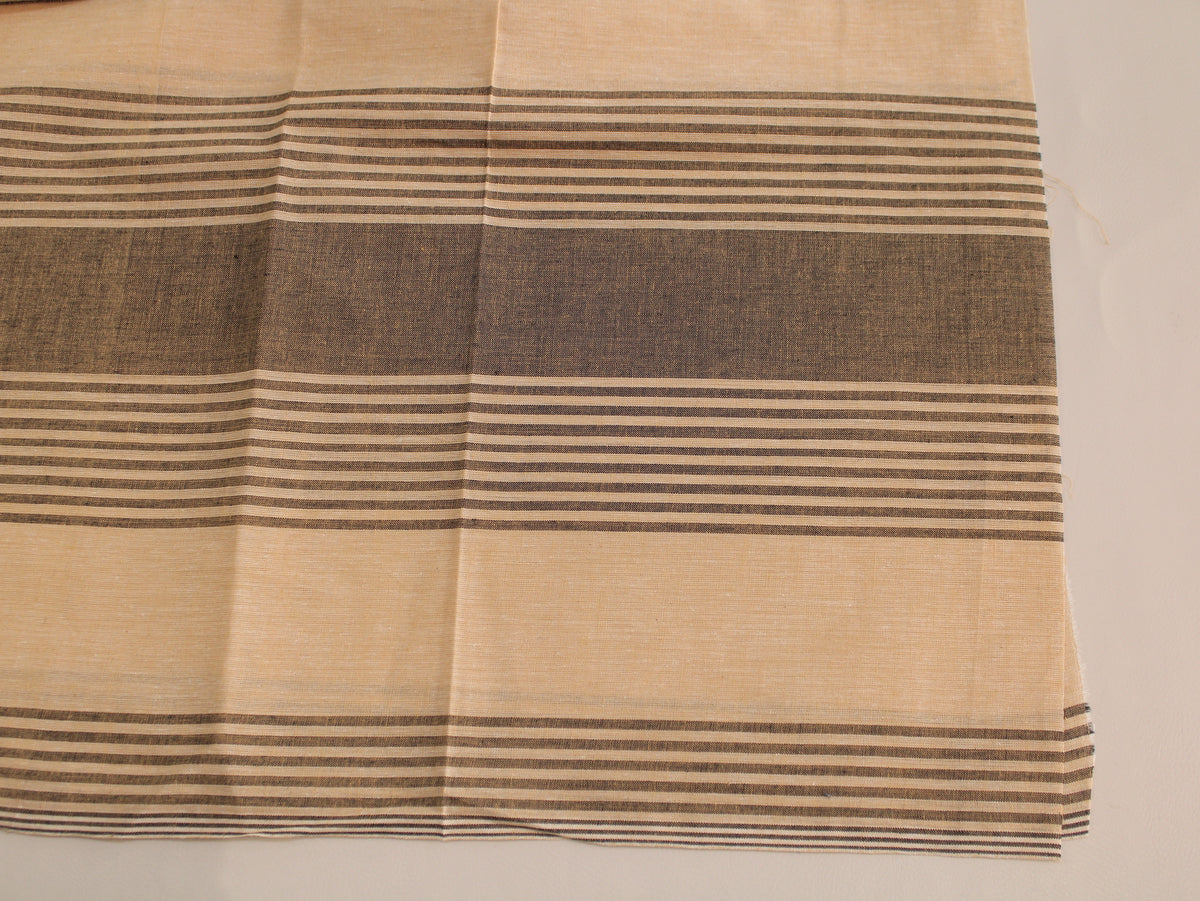 Pure Cotton Yarn-Dyed Handloom Stripe Fabric | Cream Brown | 44 Inch | Non-Washed | 80 GSM