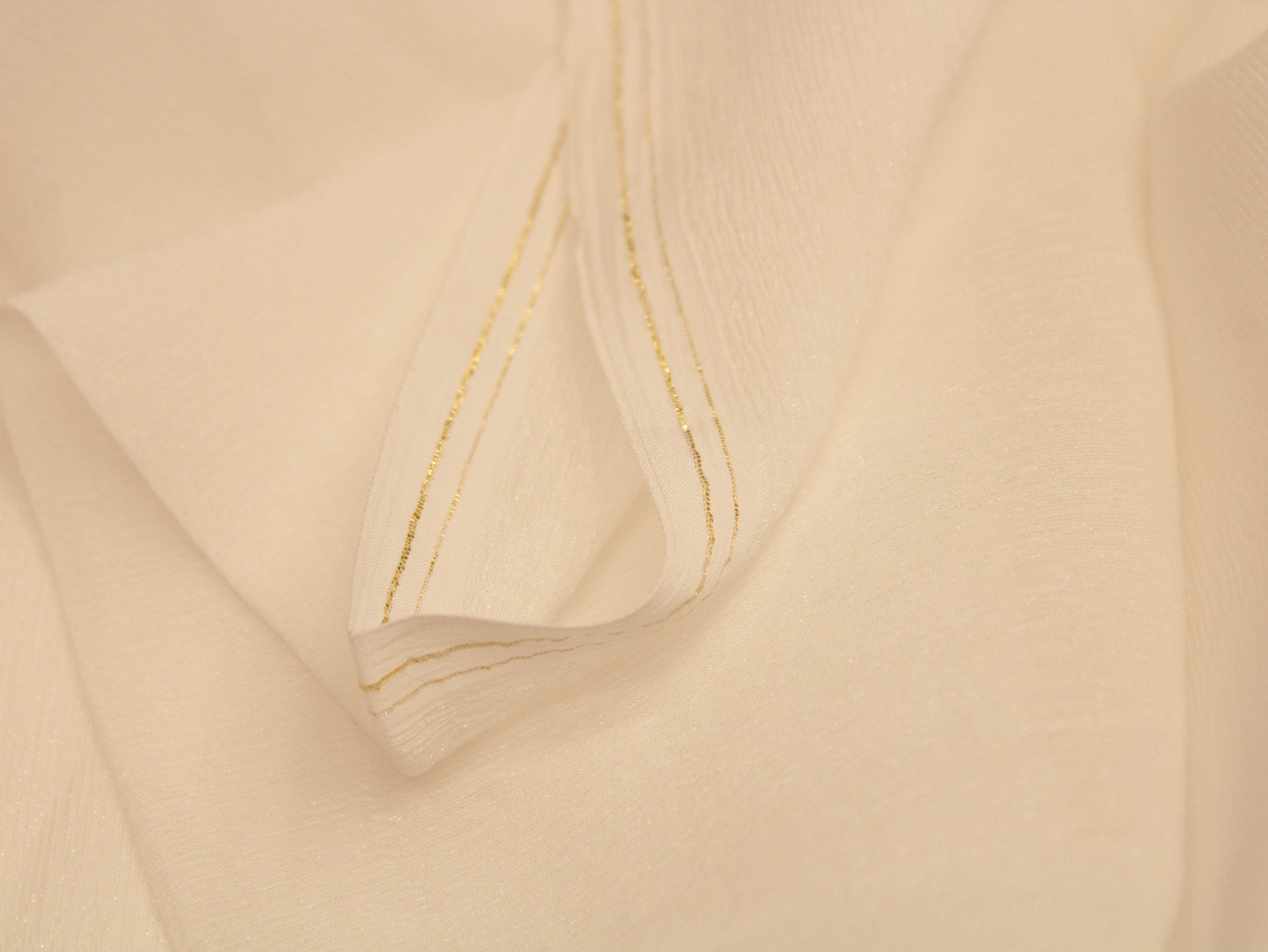 Plain Glitter Chinon Fabric - White Dyeable - M'Foks
