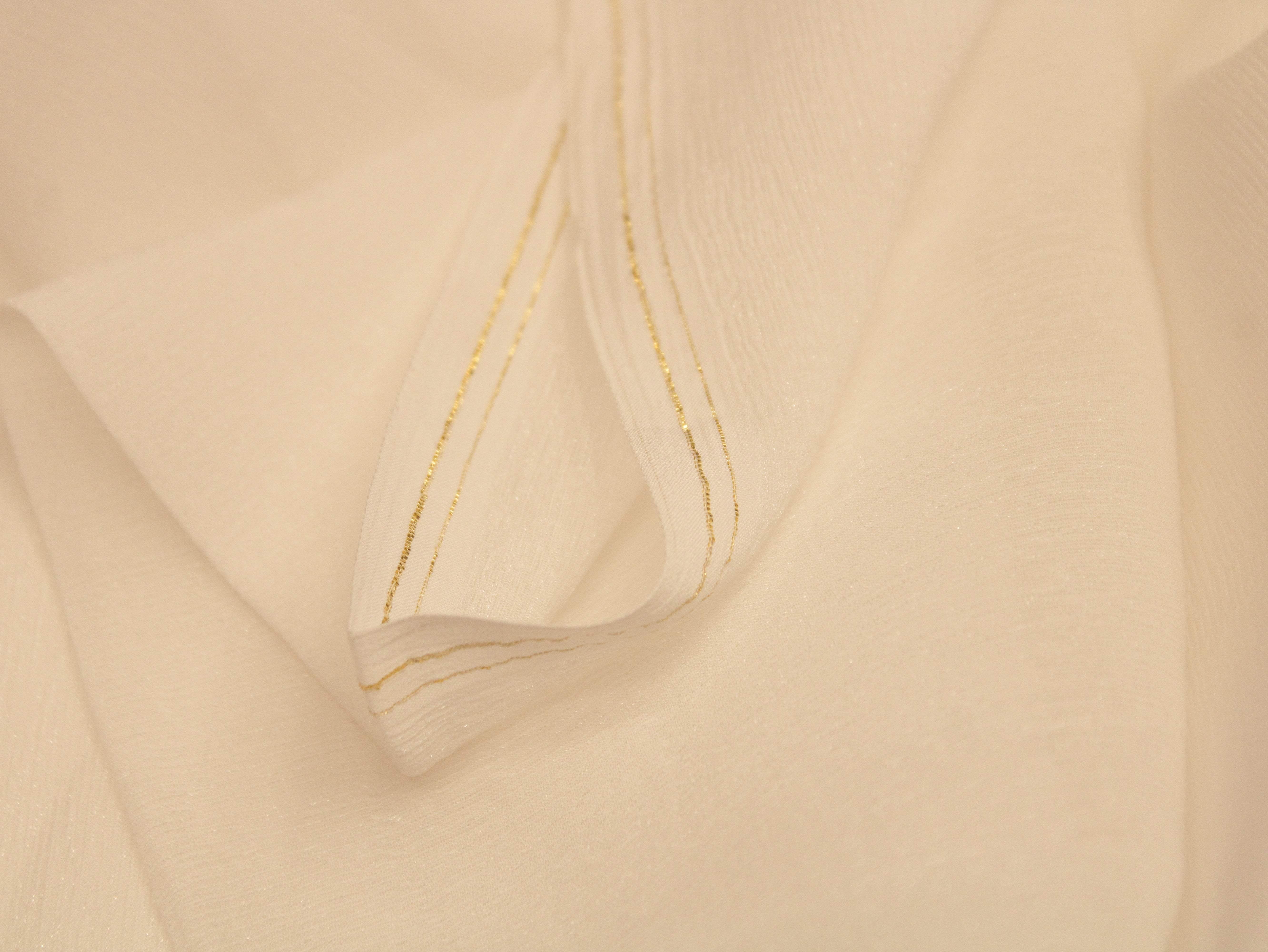 Plain Glitter Chinon Fabric - White Dyeable - M'Foks